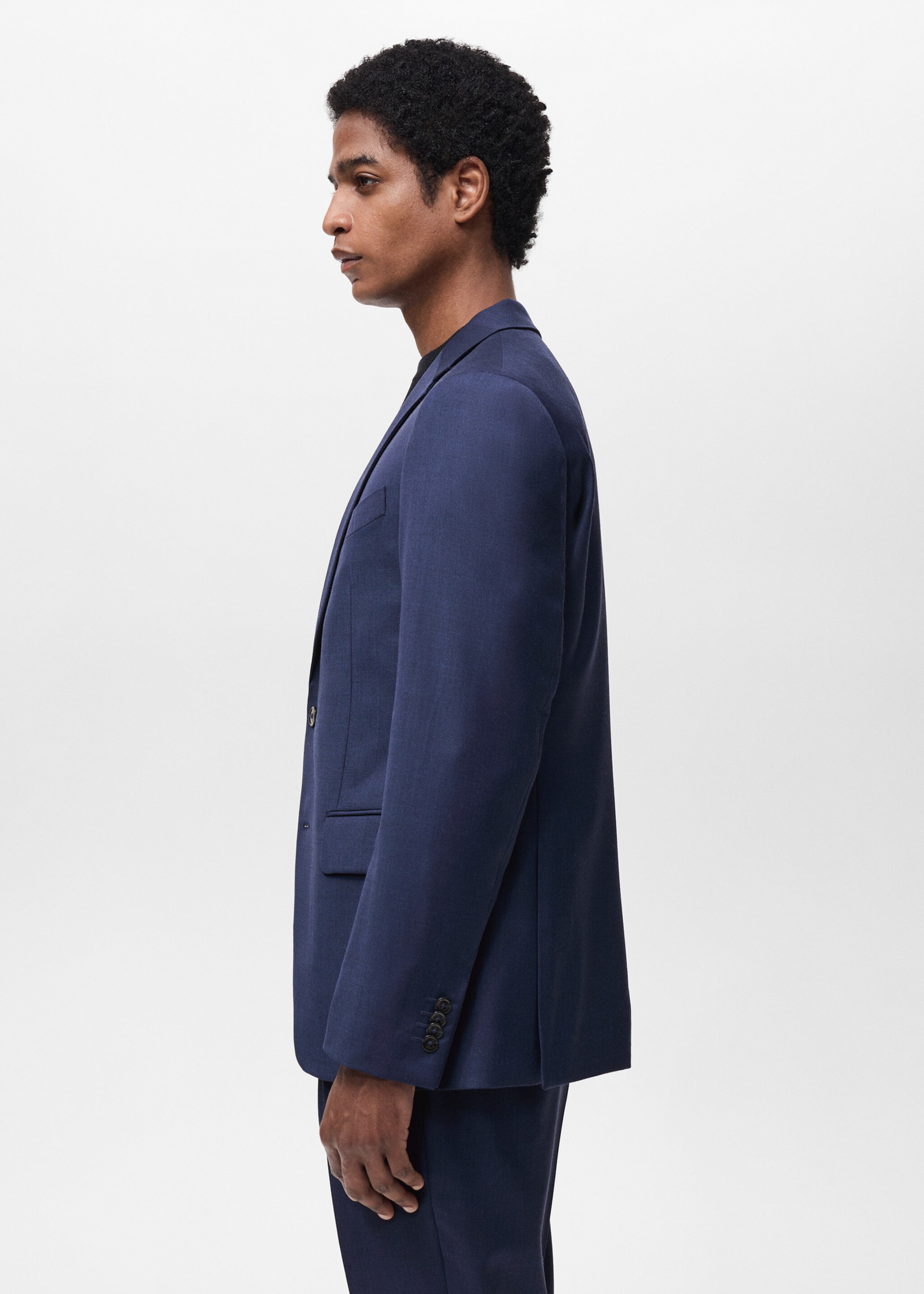 Turin 100% virgin wool suit jacket - Details of the article 2, Ink Blue. Ref: 87094395-00.