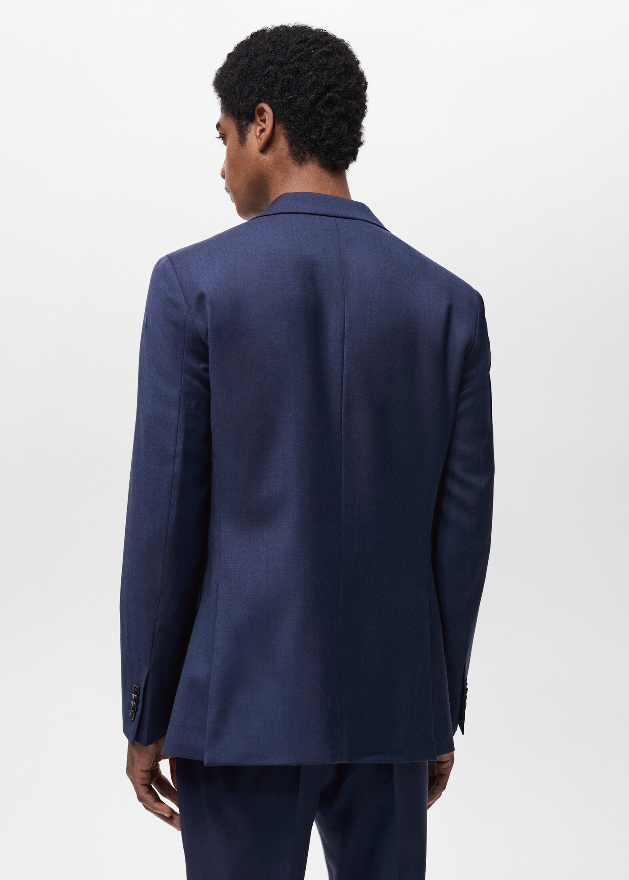 Turin 100% virgin wool suit jacket - Reverse of the article, Ink Blue. Ref: 87094395-00.