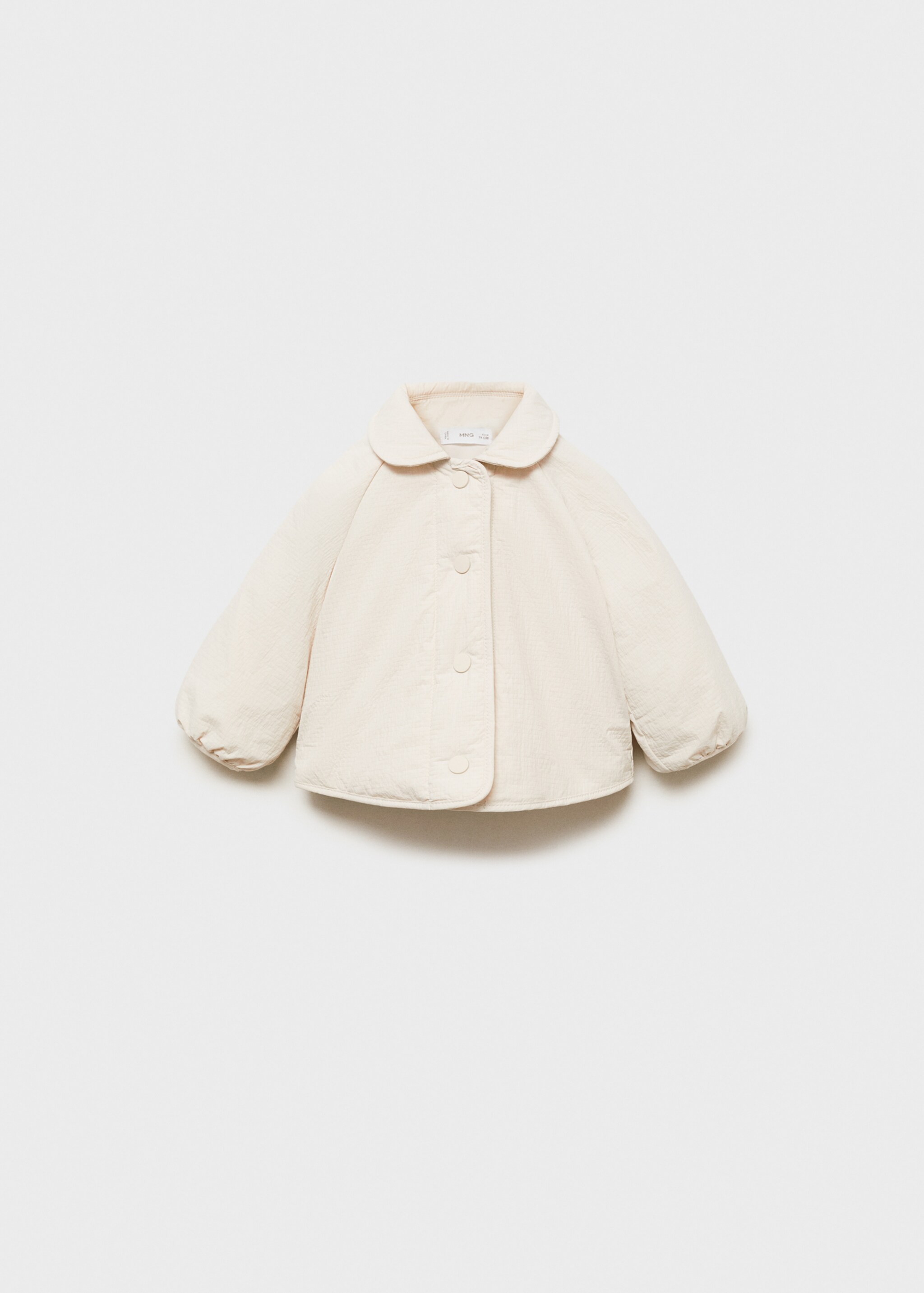 Gesteppter Mantel mit Babykragen - Artikel ohne Model, Cremeweiß. Ref: 87094397-00.