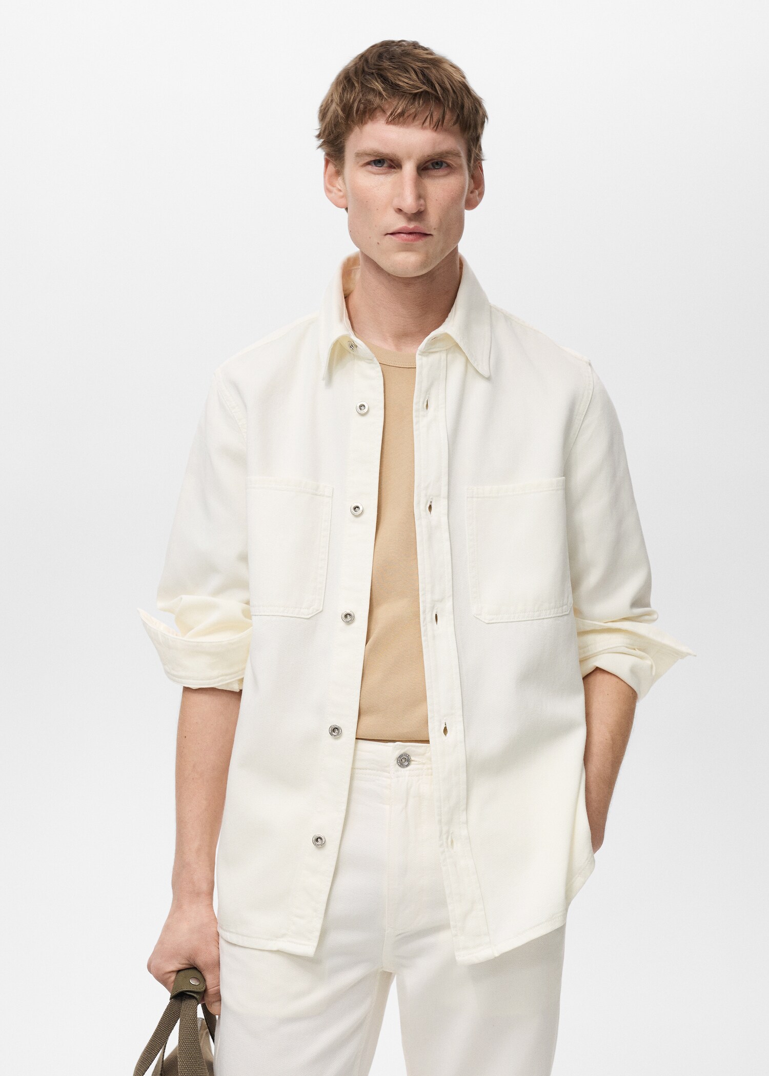 Regular Fit-Overshirt aus Baumwolle mit Lyocell - Mittlere Ansicht