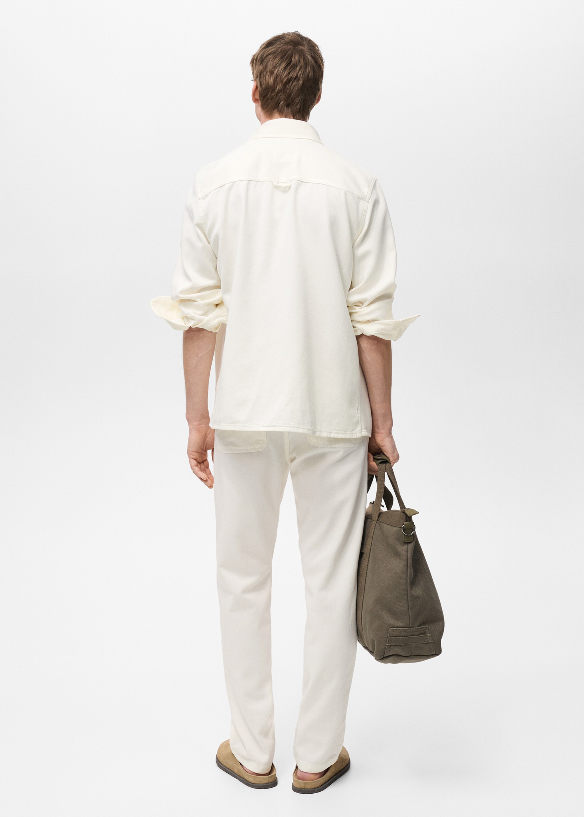 Regular Fit-Overshirt aus Baumwolle mit Lyocell - Rückseite des Artikels, Cremeweiß. Ref: 87094408-00.