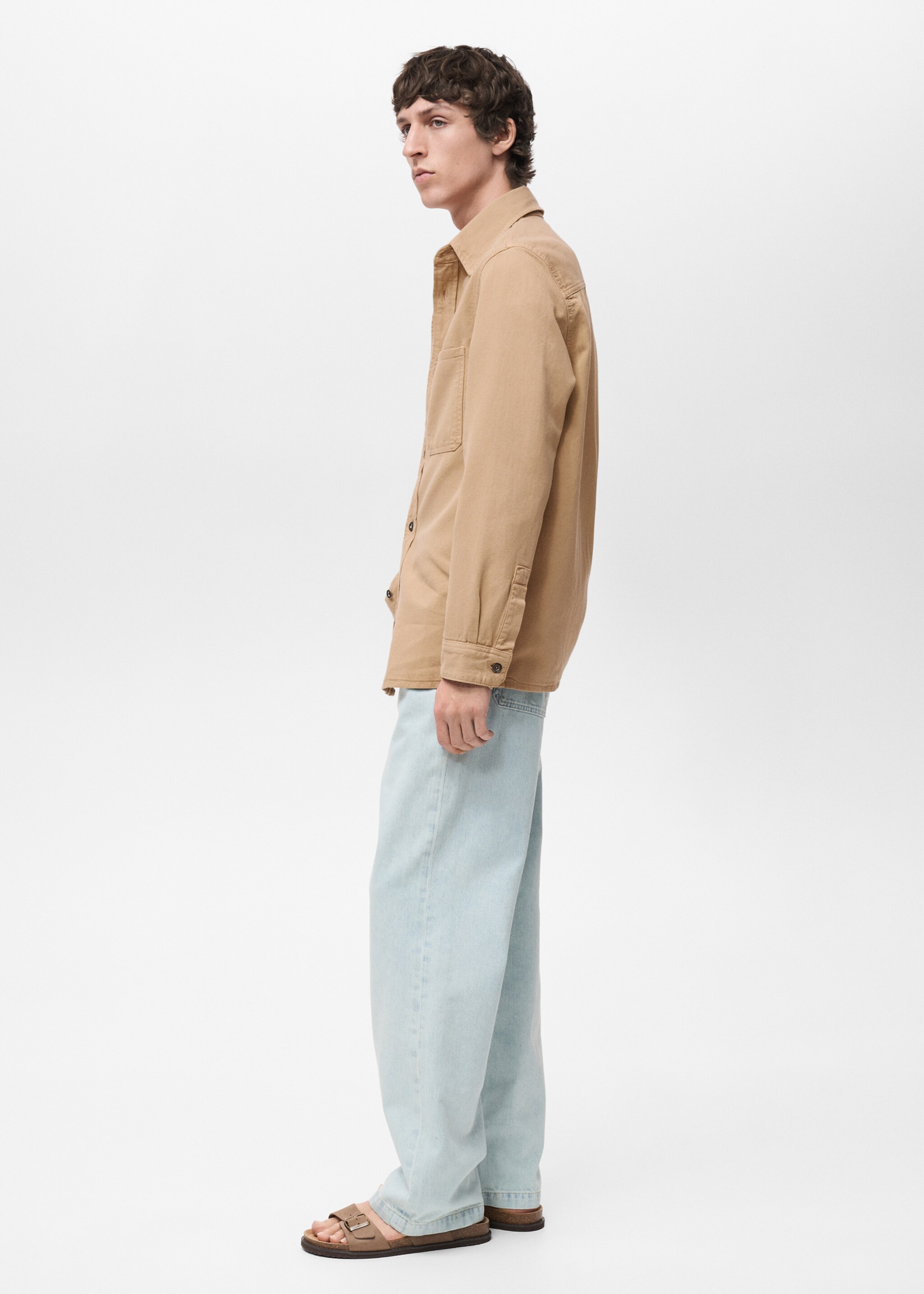 Regular Fit-Overshirt aus Baumwolle mit Lyocell - Detail des Artikels 2, Beige. Ref: 87094408-00.