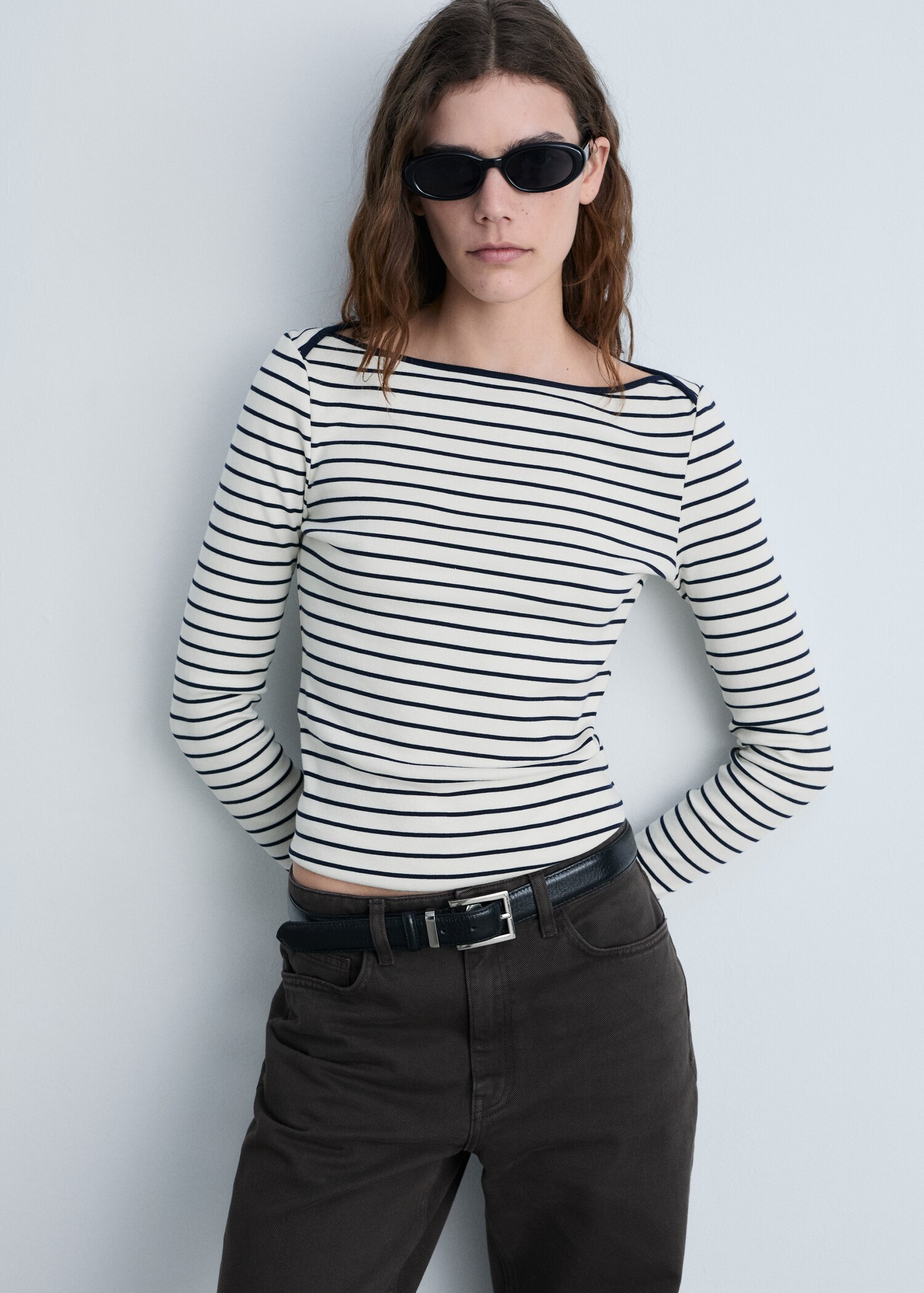 Striped boat-neck t-shirt - Medium plane