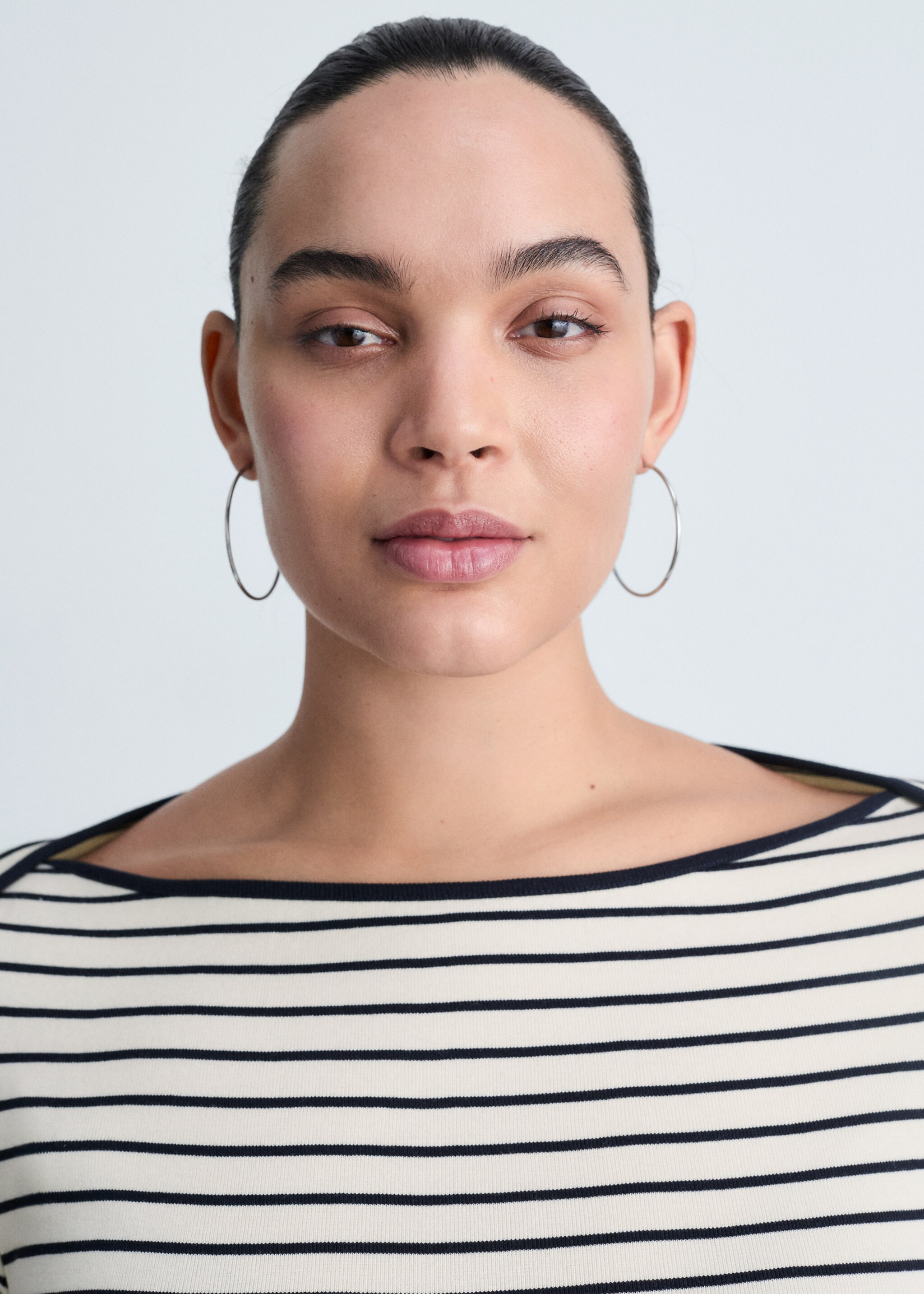 Striped boat-neck t-shirt - Details of the article 4, Off White. Ref: 87094416-00.