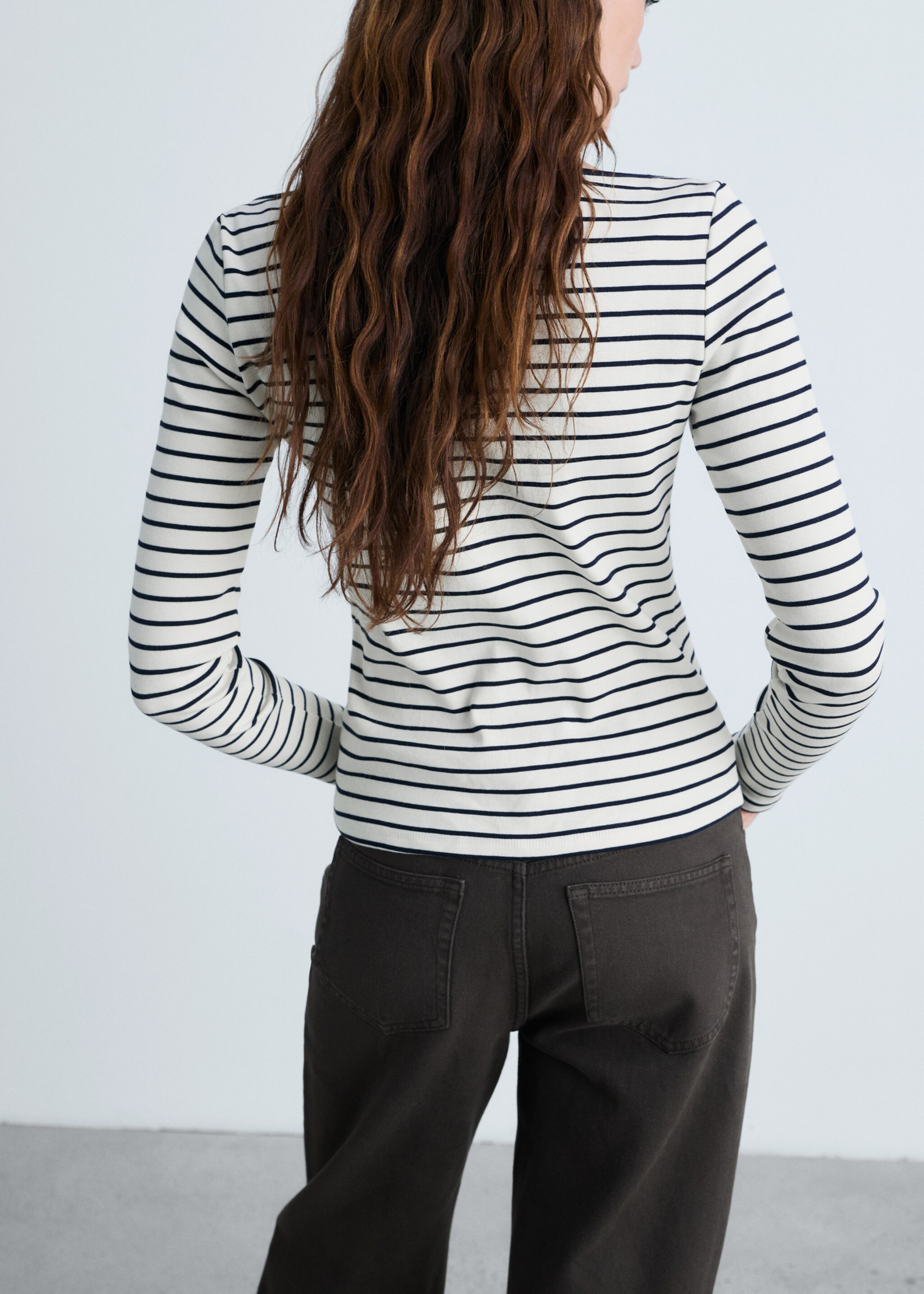 Striped boat-neck t-shirt - Reverse of the article, Off White. Ref: 87094416-00.