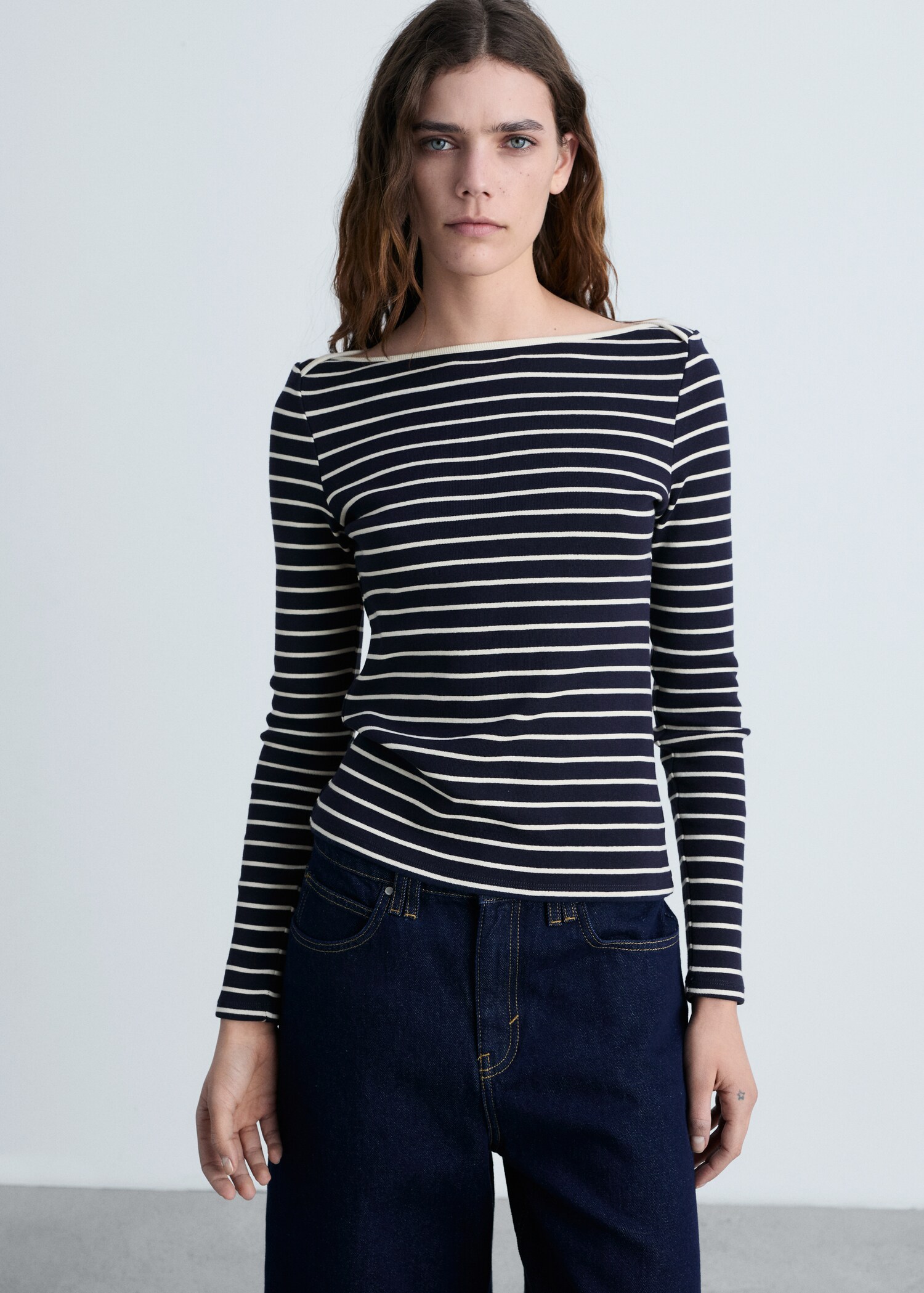 Striped boat-neck t-shirt - Medium plane