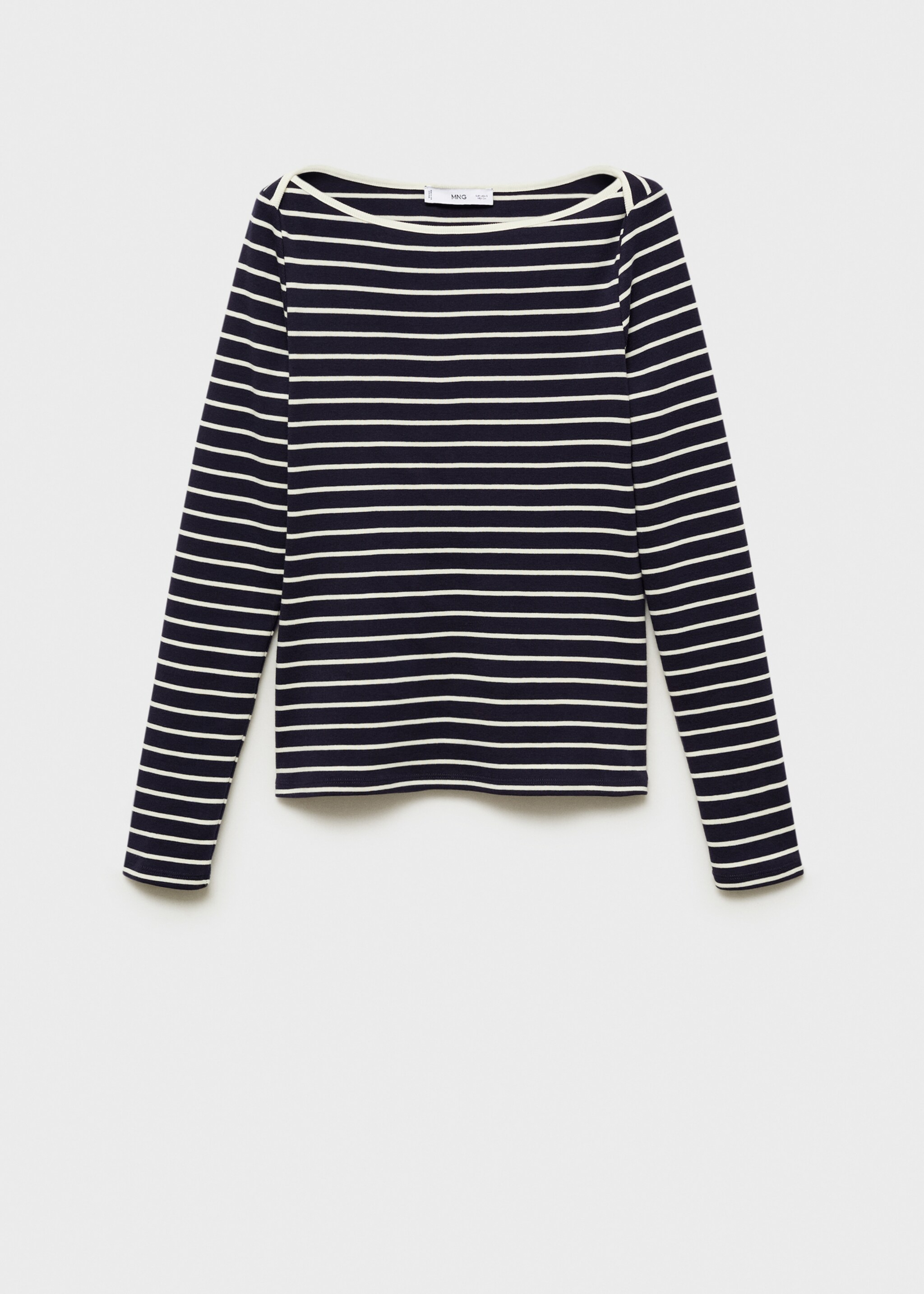 Striped boat-neck t-shirt - Article without model, Dark Navy. Ref: 87094416-00.