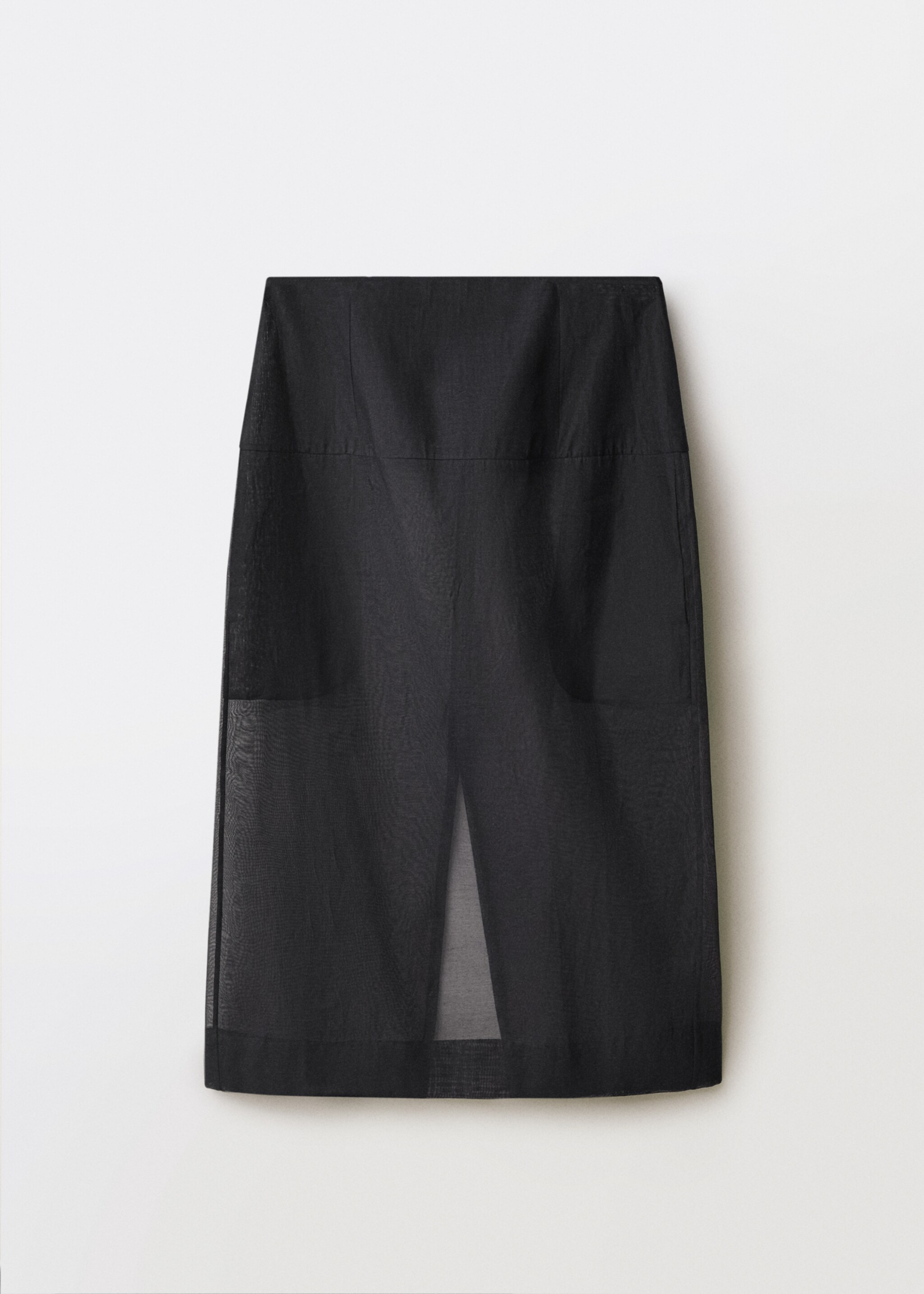 Semi-transparent silk midi-skirt - Article without model, Black. Ref: 87094418-00.