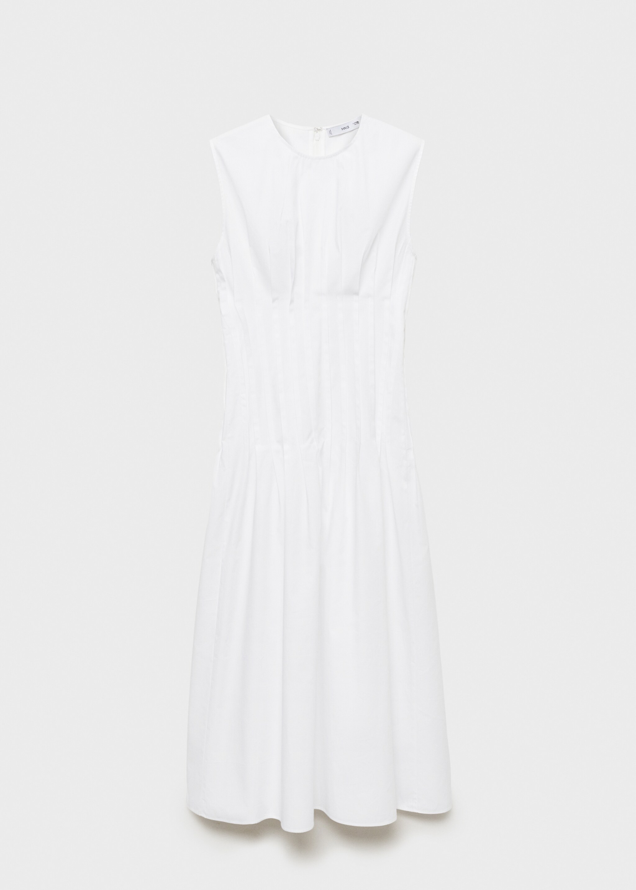 Cotton pleated midi-dress - Article without model, White. Ref: 87094776-00.