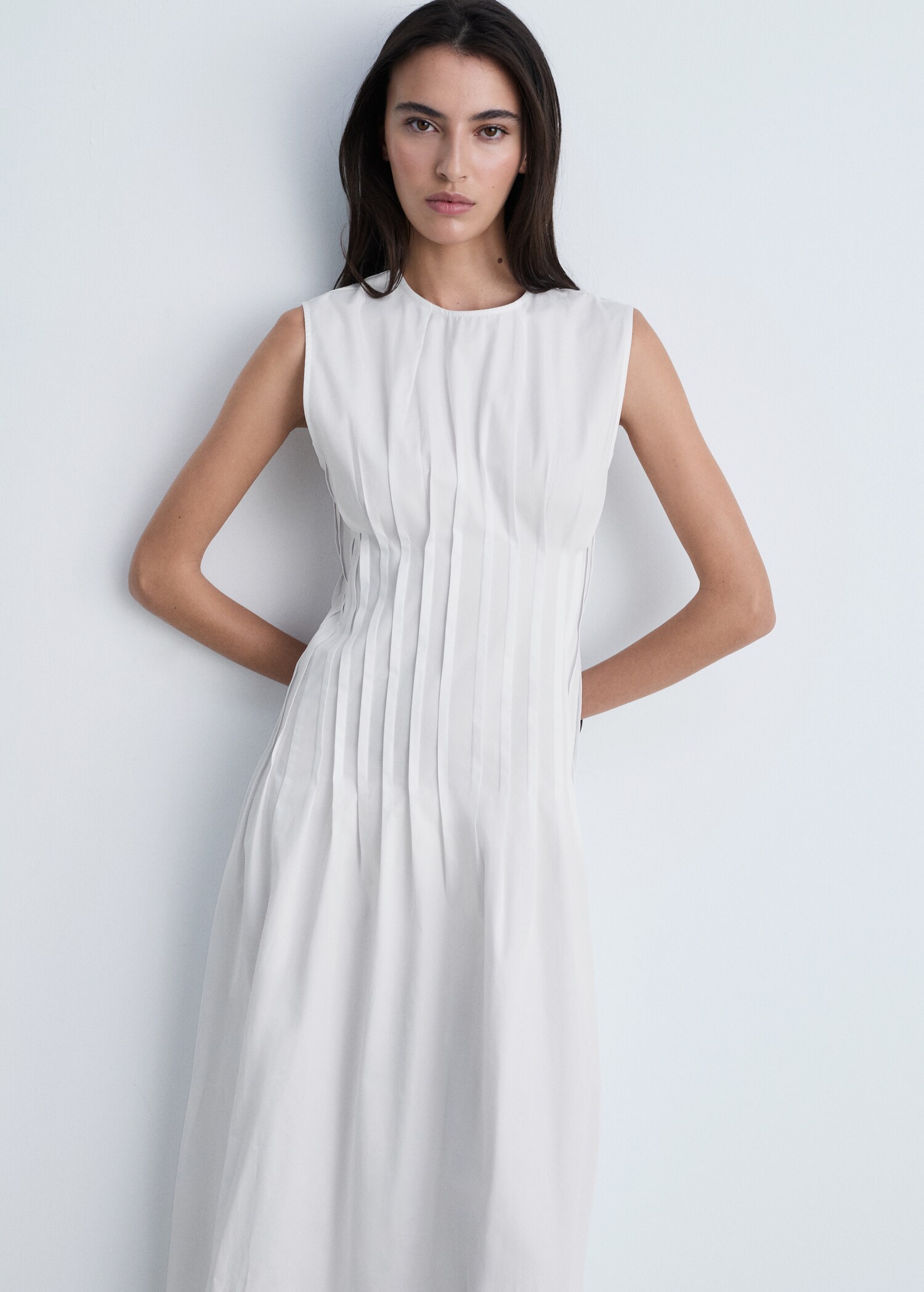 Cotton pleated midi-dress - Details of the article 1