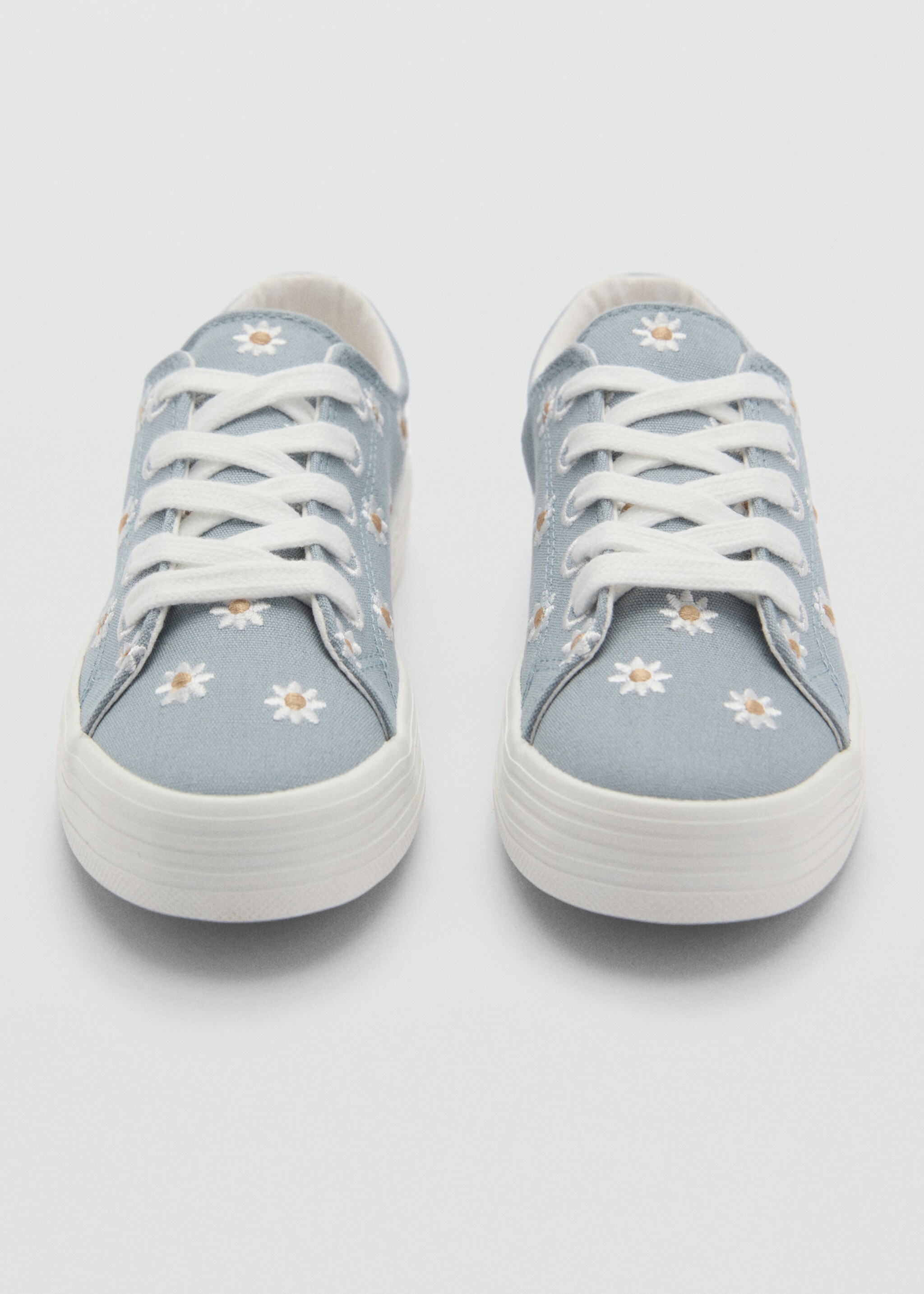 Floral-embroidered trainers - Details of the article 1, Sky Blue. Ref: 87094780-00.
