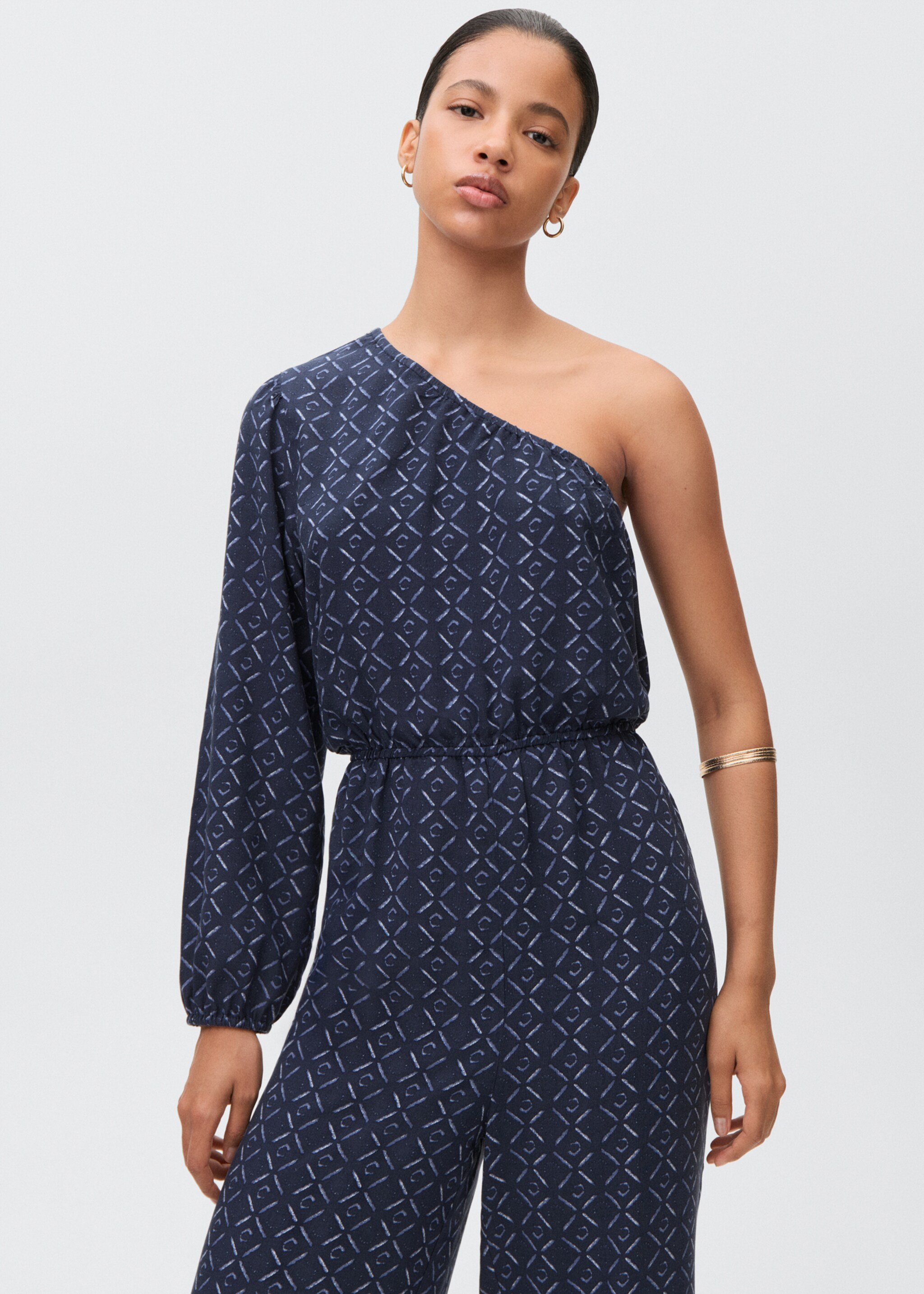 Asymmetric long jumpsuit - Medium plane, Dark Navy. Ref: 87094787-00.