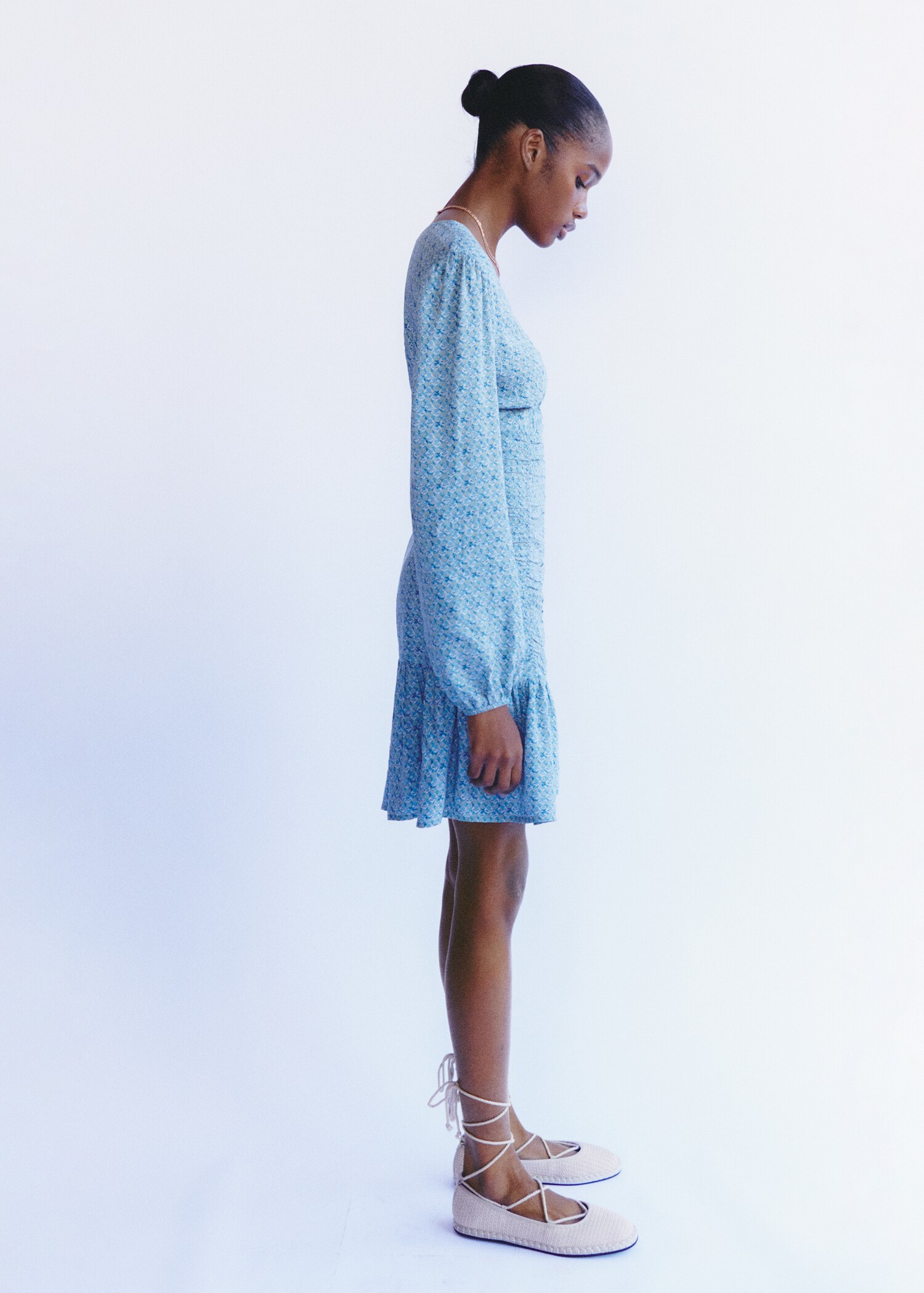 Printed dress with draped detail - Details of the article 5