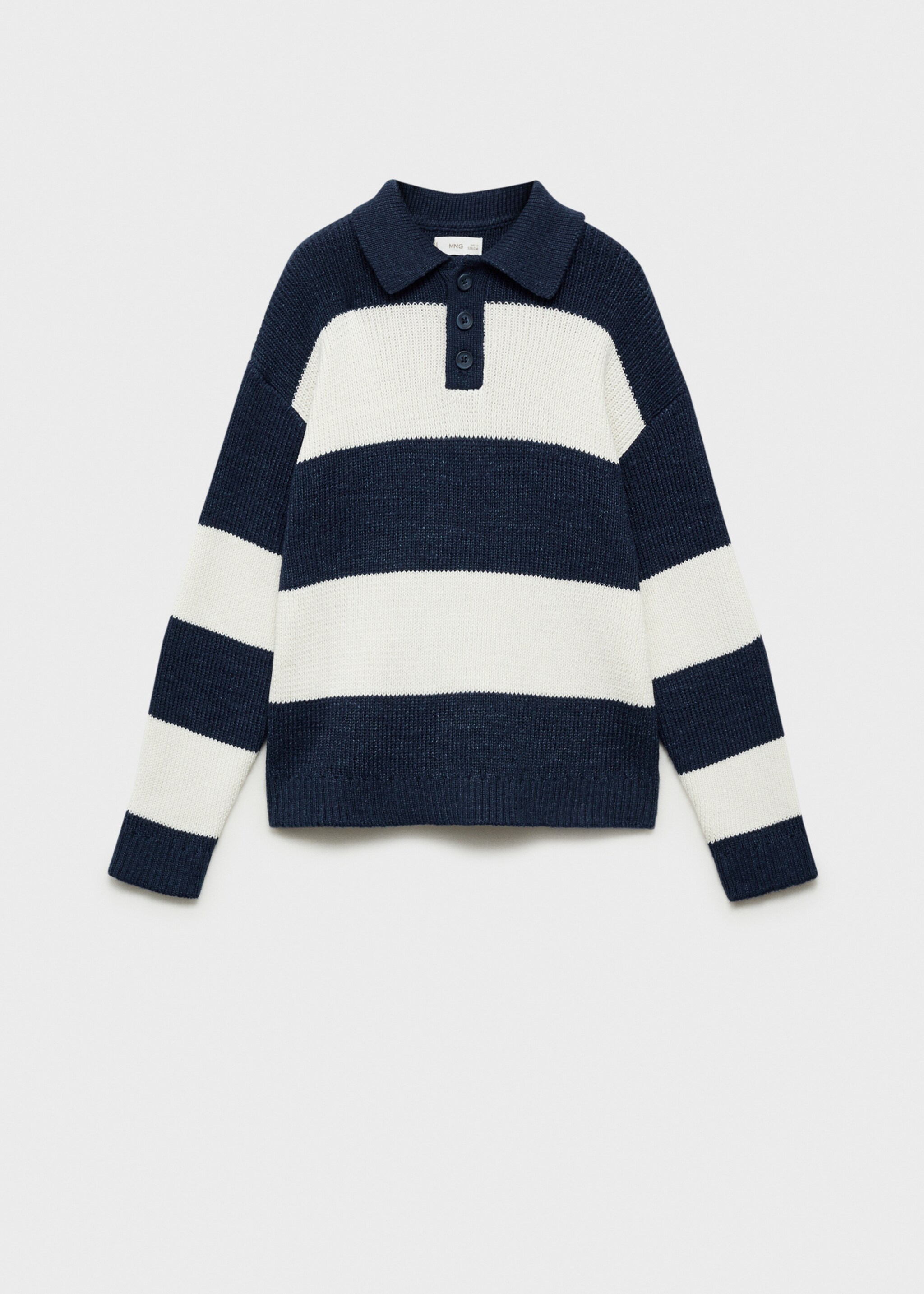 Striped polo-style sweater - Article without model, Indigo Blue. Ref: 87094796-00.