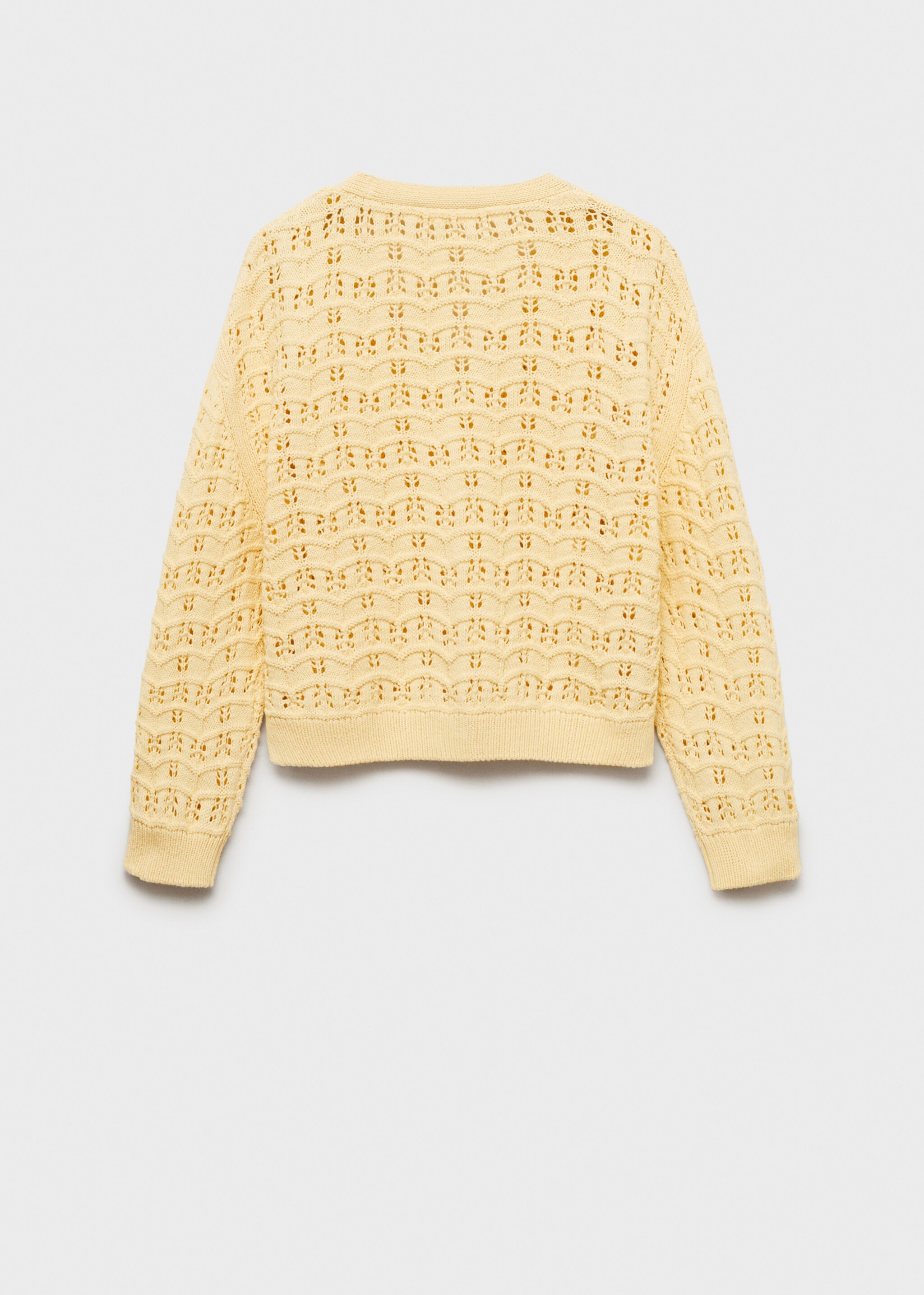 Openwork knit cardigan - Reverse of the article, Pastel Yellow. Ref: 87094804-00.