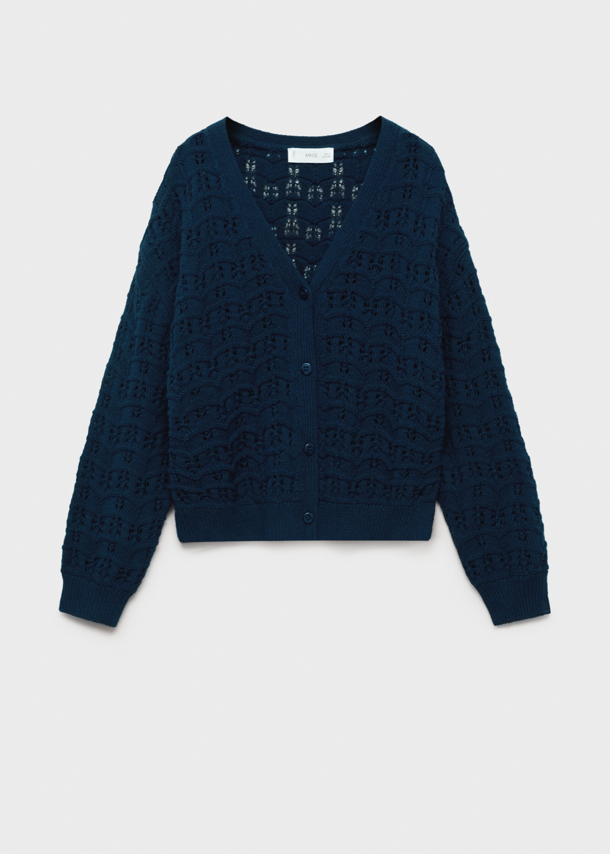 Openwork knit cardigan - Article without model, Dark Navy. Ref: 87094804-00.
