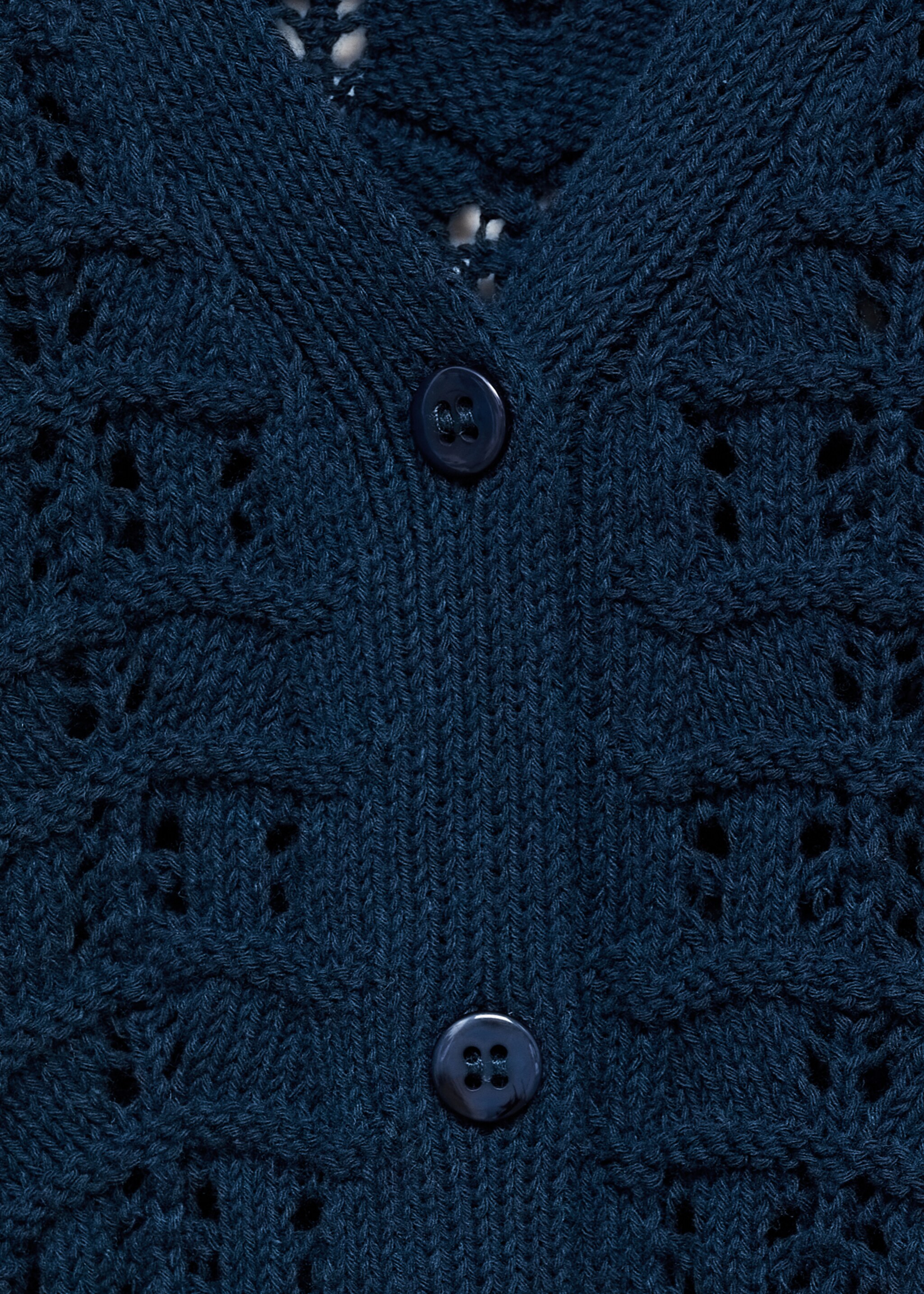 Openwork knit cardigan - Details of the article 8, Dark Navy. Ref: 87094804-00.