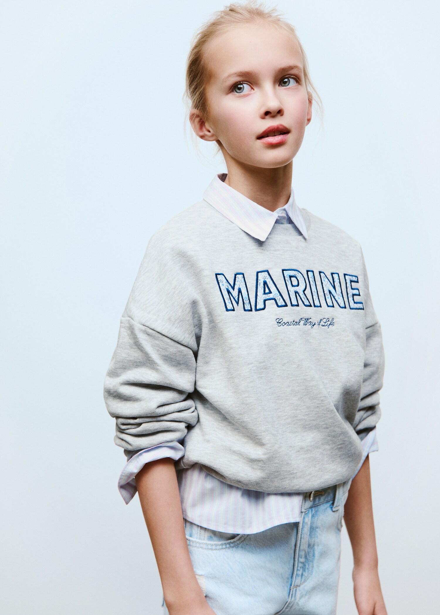 Cotton sweatshirt with embroidered message - Details of the article 2