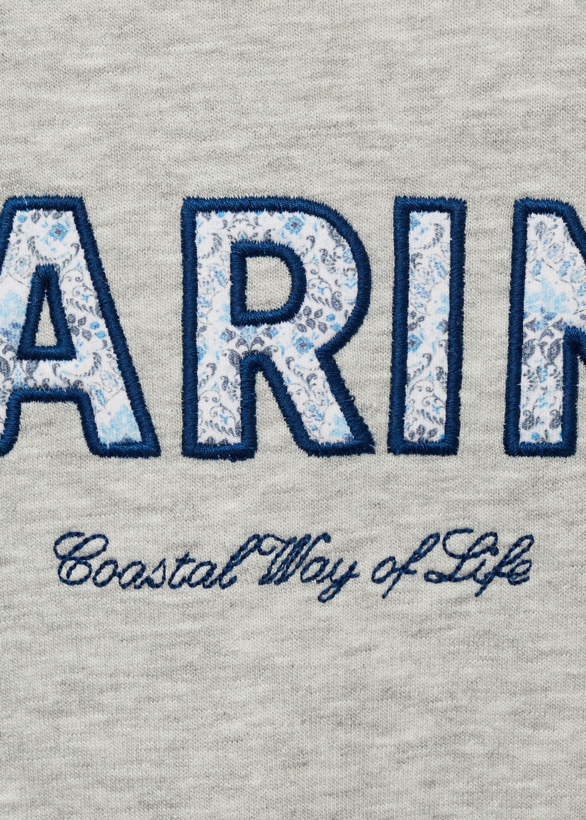 Cotton sweatshirt with embroidered message - Details of the article 8, Light Heather Grey. Ref: 87094805-00.