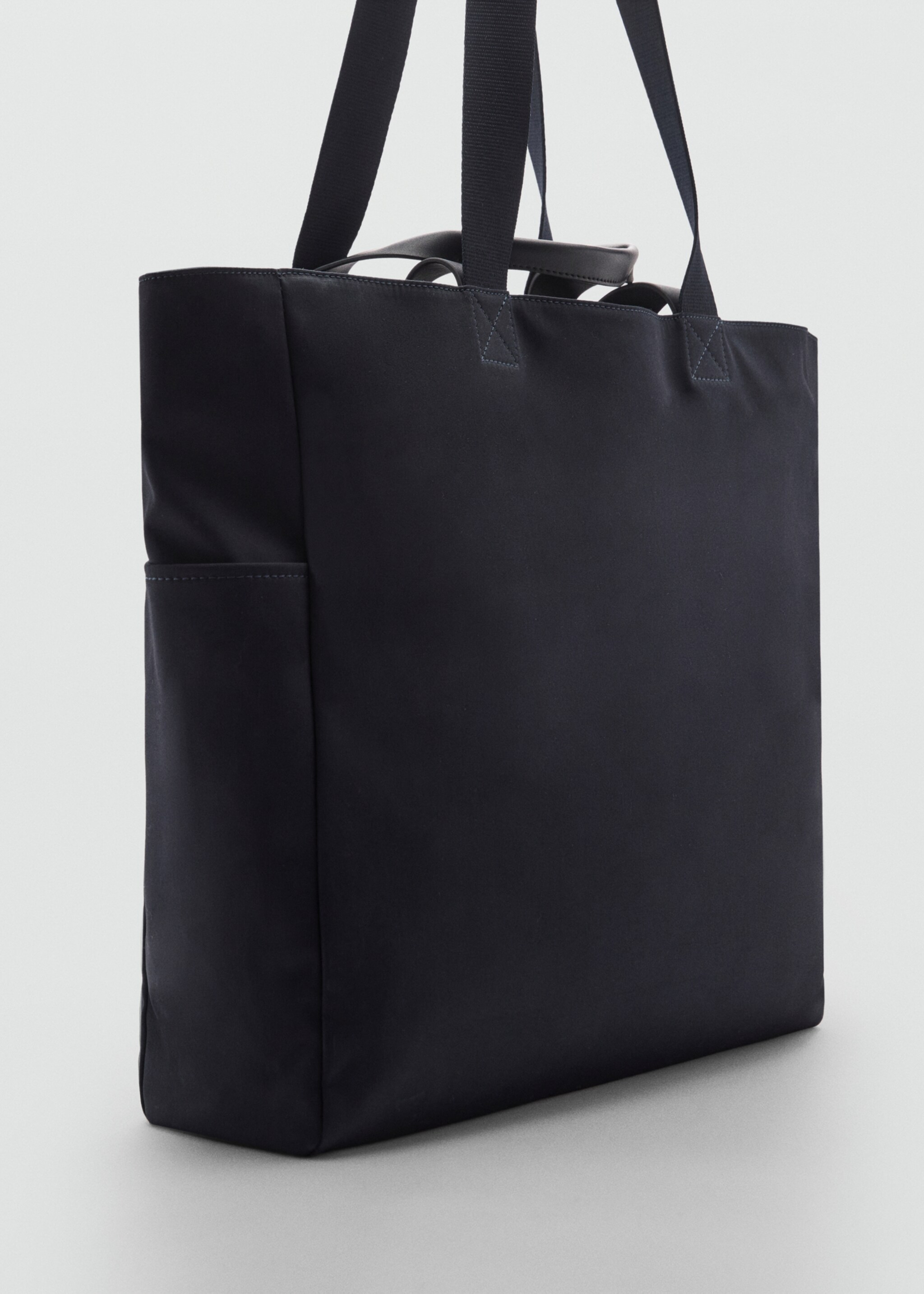 Cotton tote bag with pockets - Medium plane, Navy. Ref: 87094807-00.