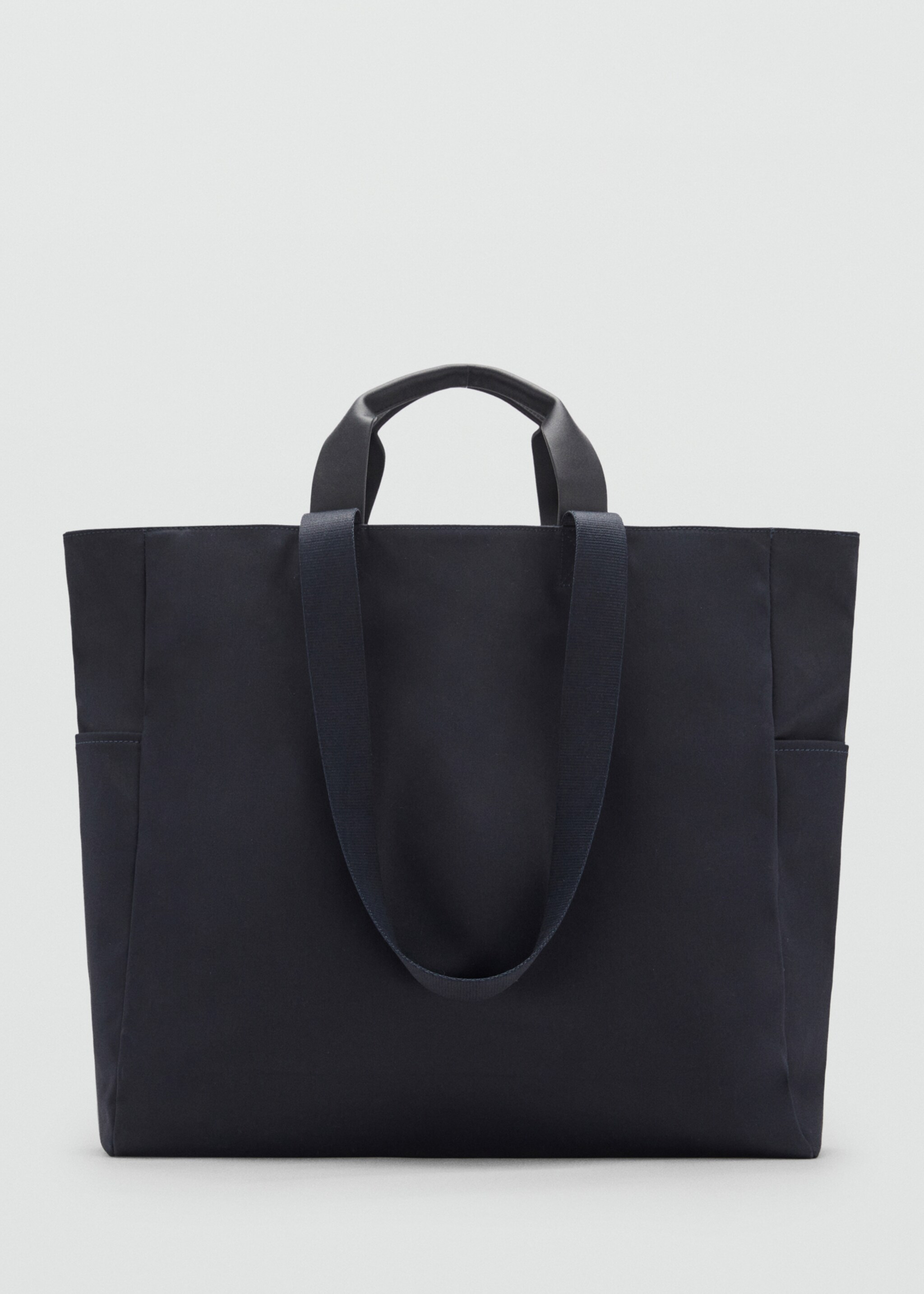 Cotton tote bag with pockets - Article without model, Navy. Ref: 87094807-00.