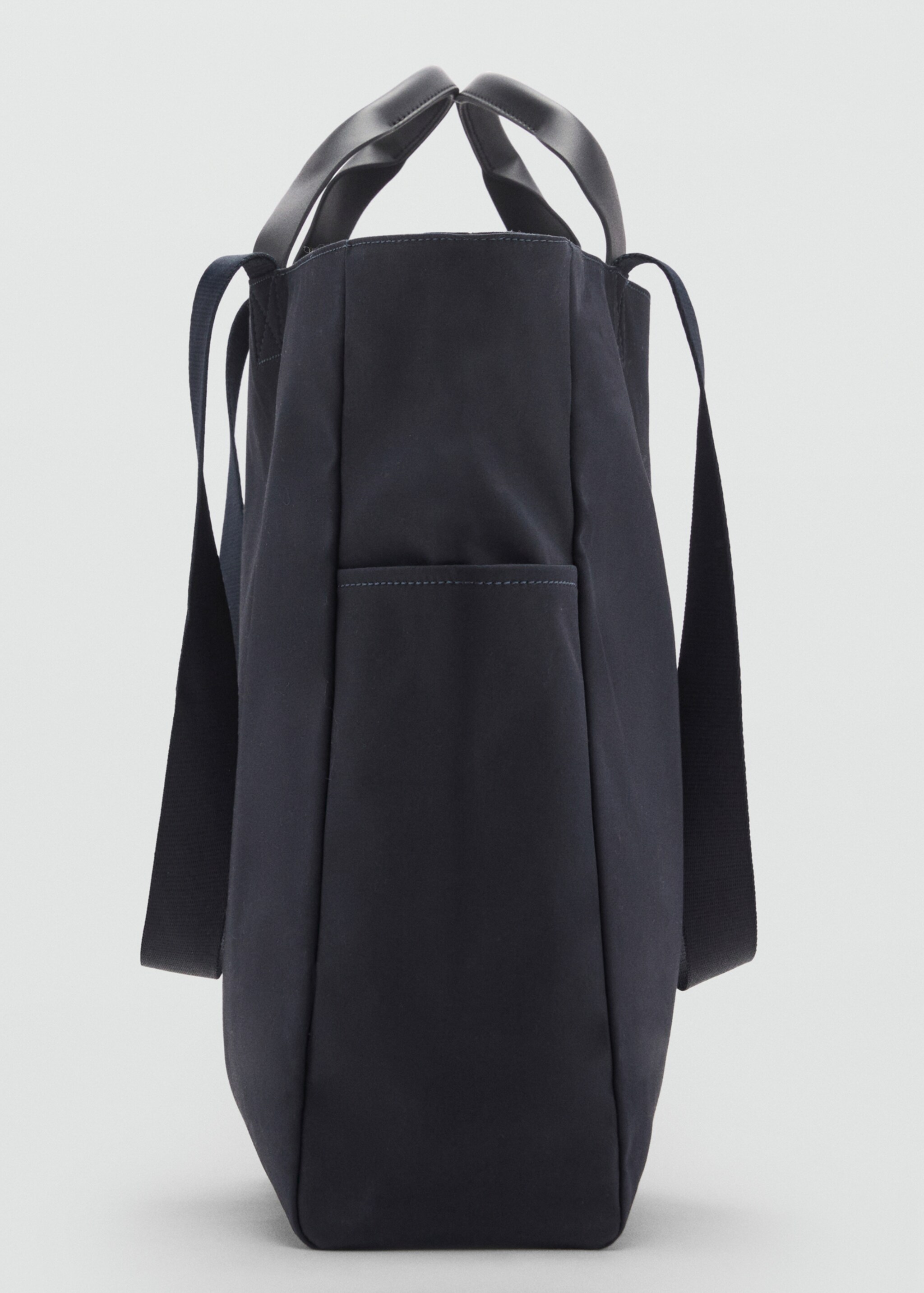 Cotton tote bag with pockets - Details of the article 1, Navy. Ref: 87094807-00.