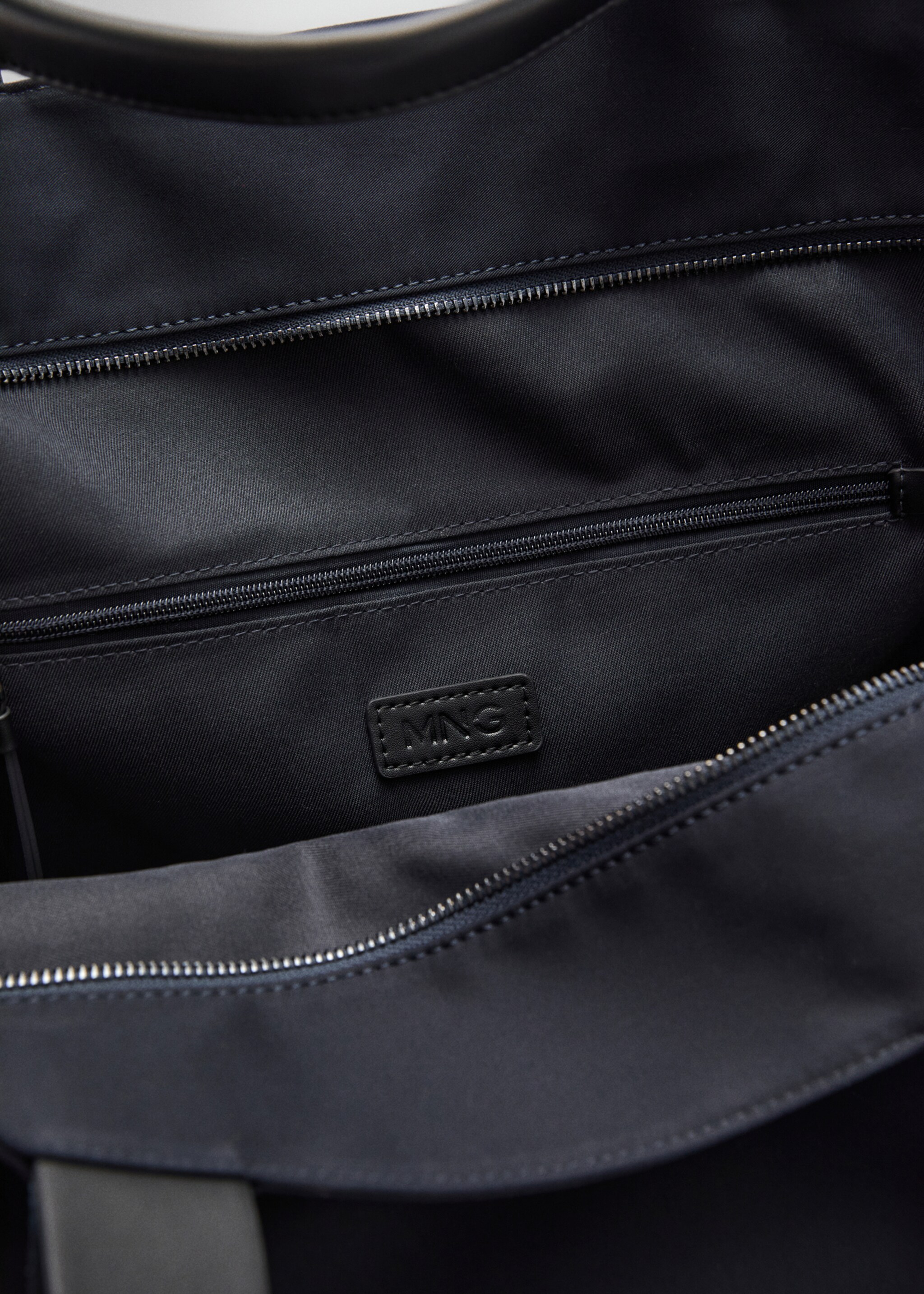 Cotton tote bag with pockets - Details of the article 4, Navy. Ref: 87094807-00.