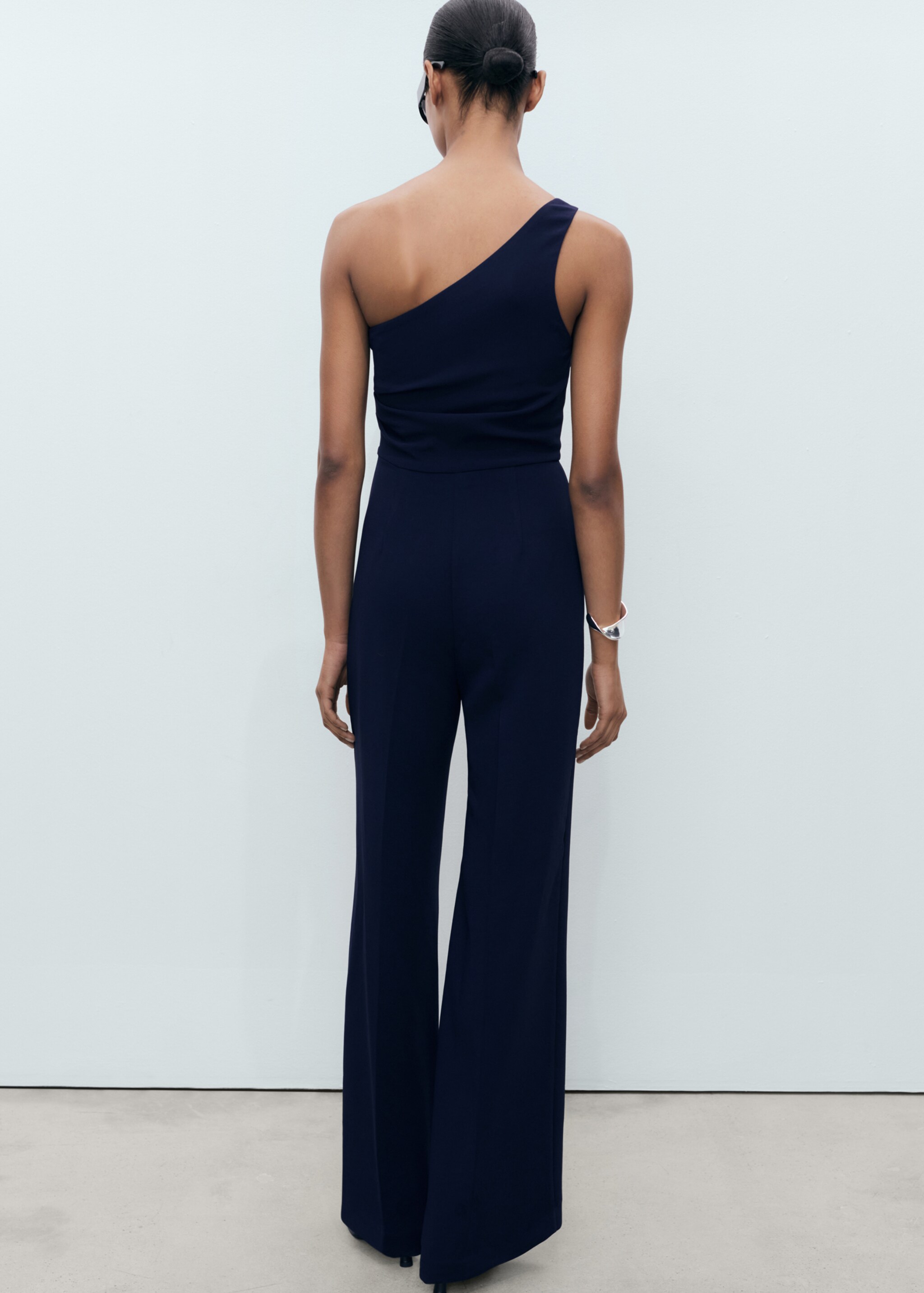 Asymmetrical jumpsuit with metallic detail - Reverse of the article, Night Blue. Ref: 87094810-00.