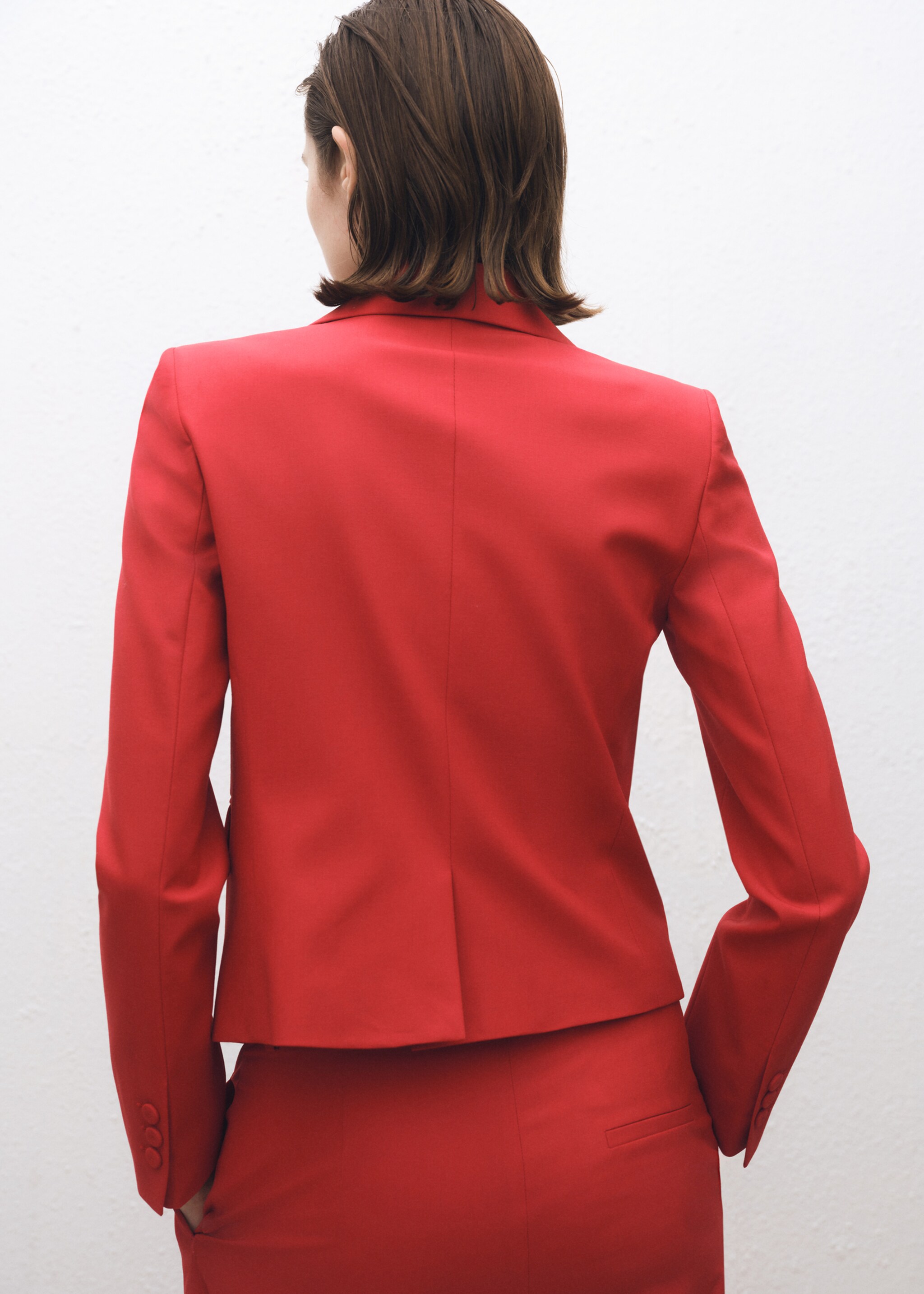 Wool-blend suit blazer - Reverse of the article, Red. Ref: 87094811-00.
