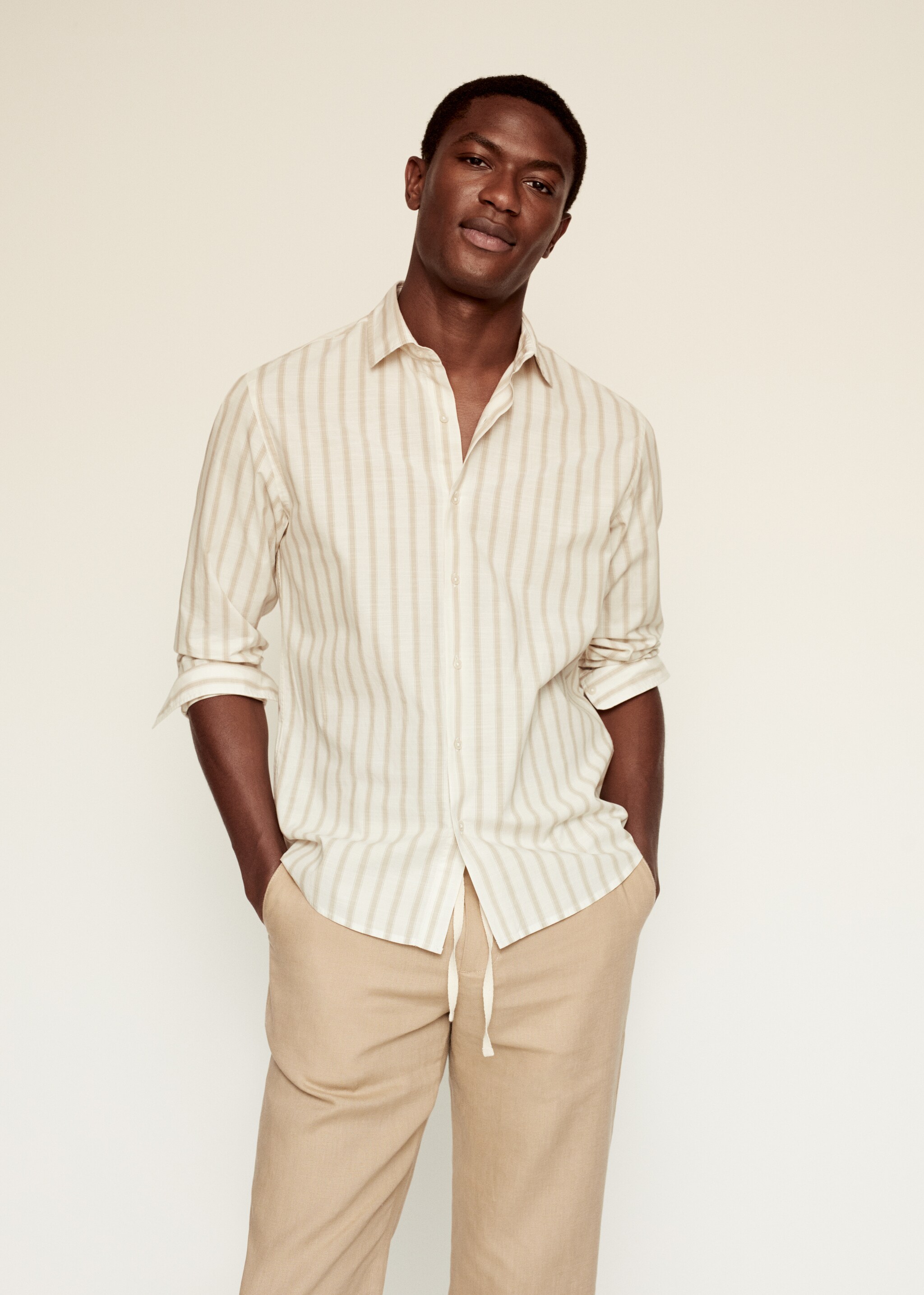 Regular-fit cotton striped shirt - Medium plane