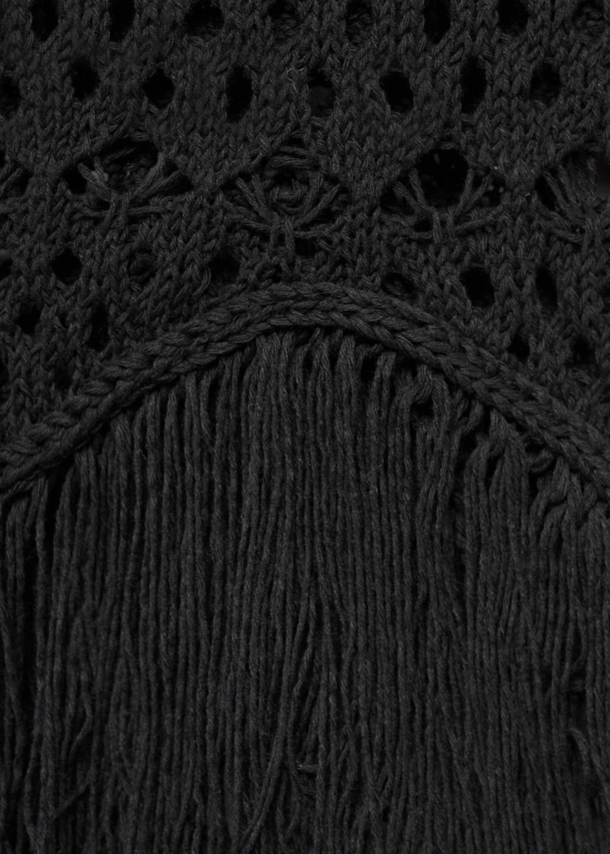 Pull-over ajouré détail franges - Détail de l'article 0, Noir. Ref: 87095727-00.