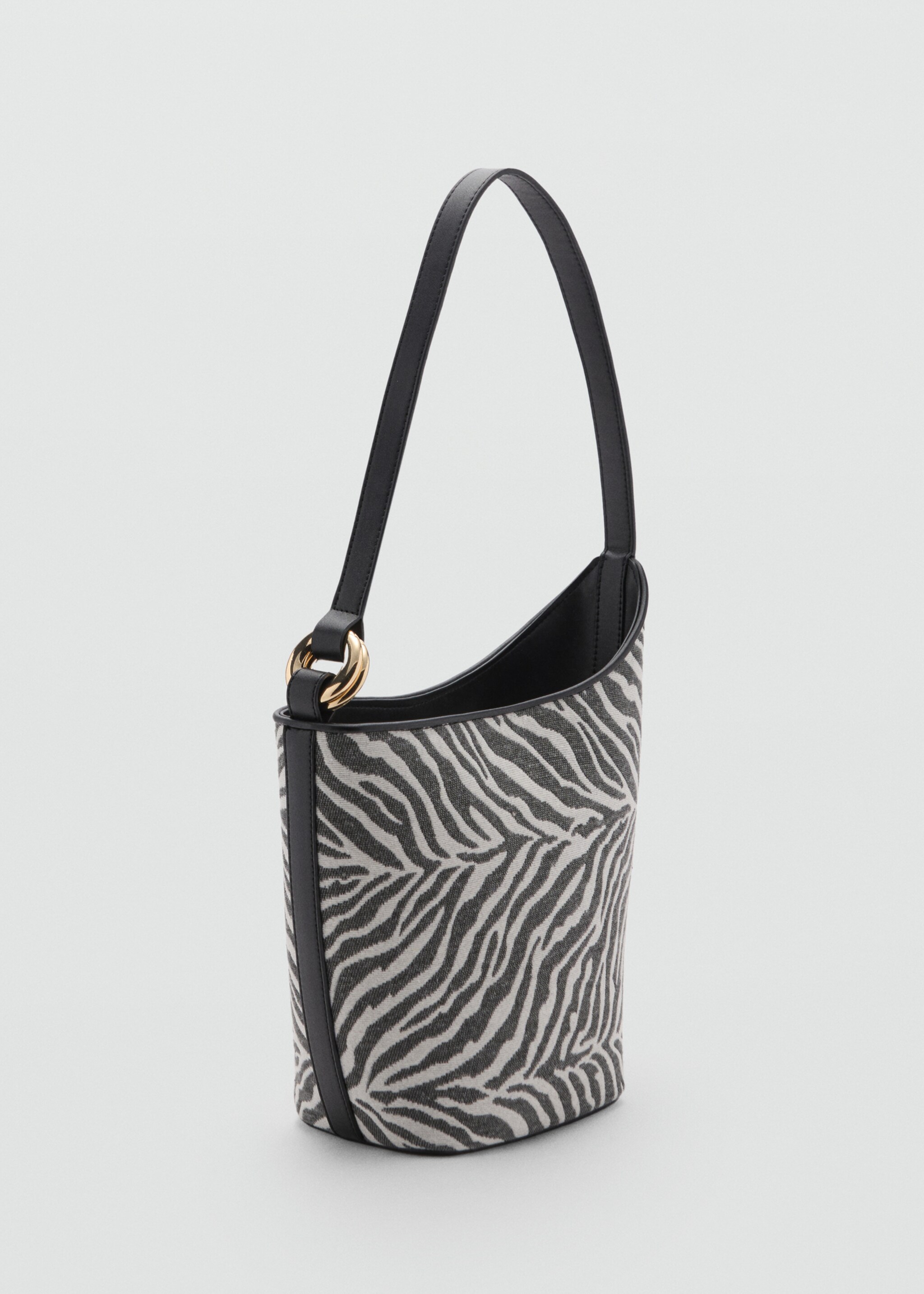 Grand sac seau à imprimé zèbre - Plan moyen, Noir. Ref: 87095732-00.