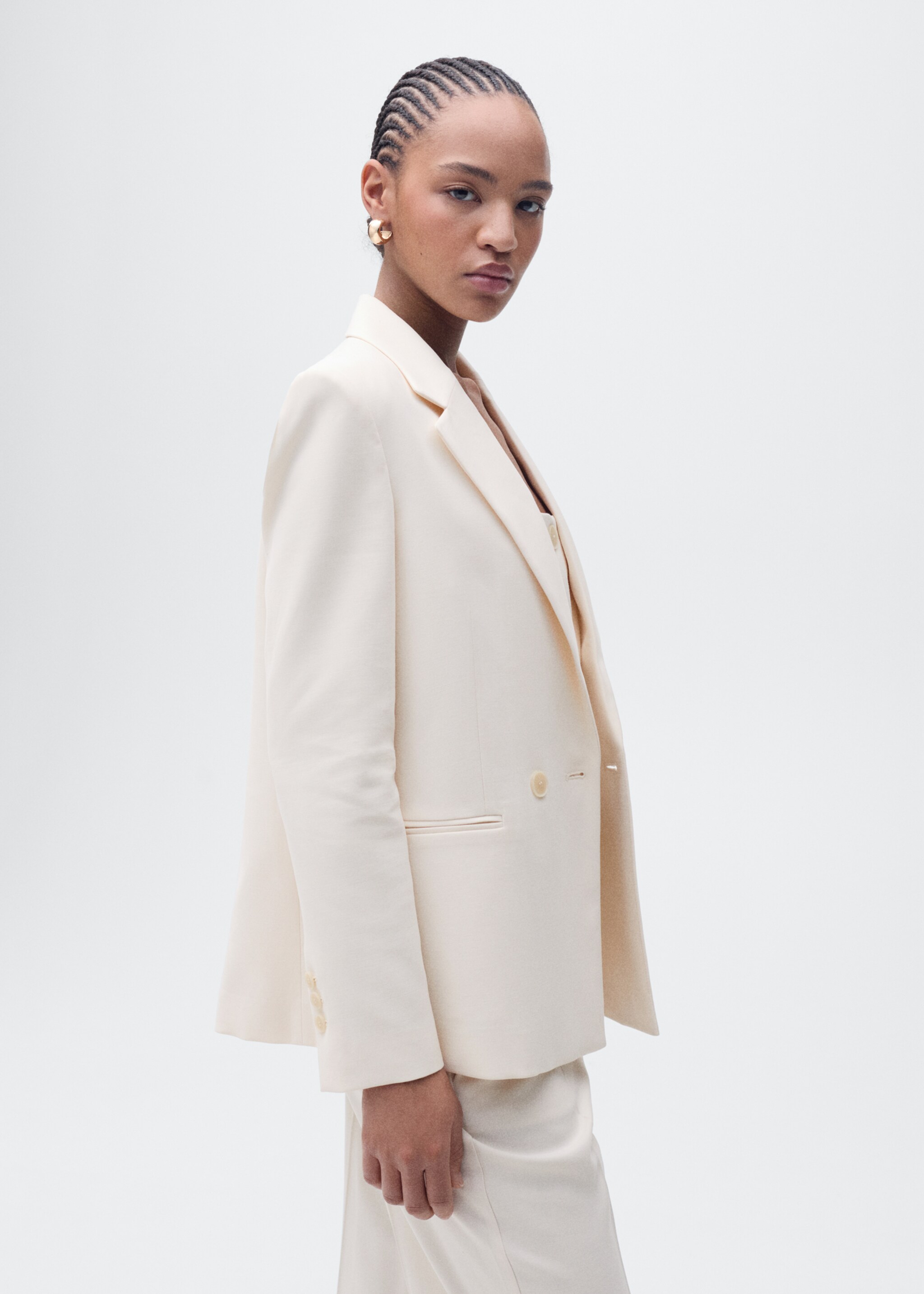 Straight-fit suit blazer - Medium plane, Ecru. Ref: 87095735-00.
