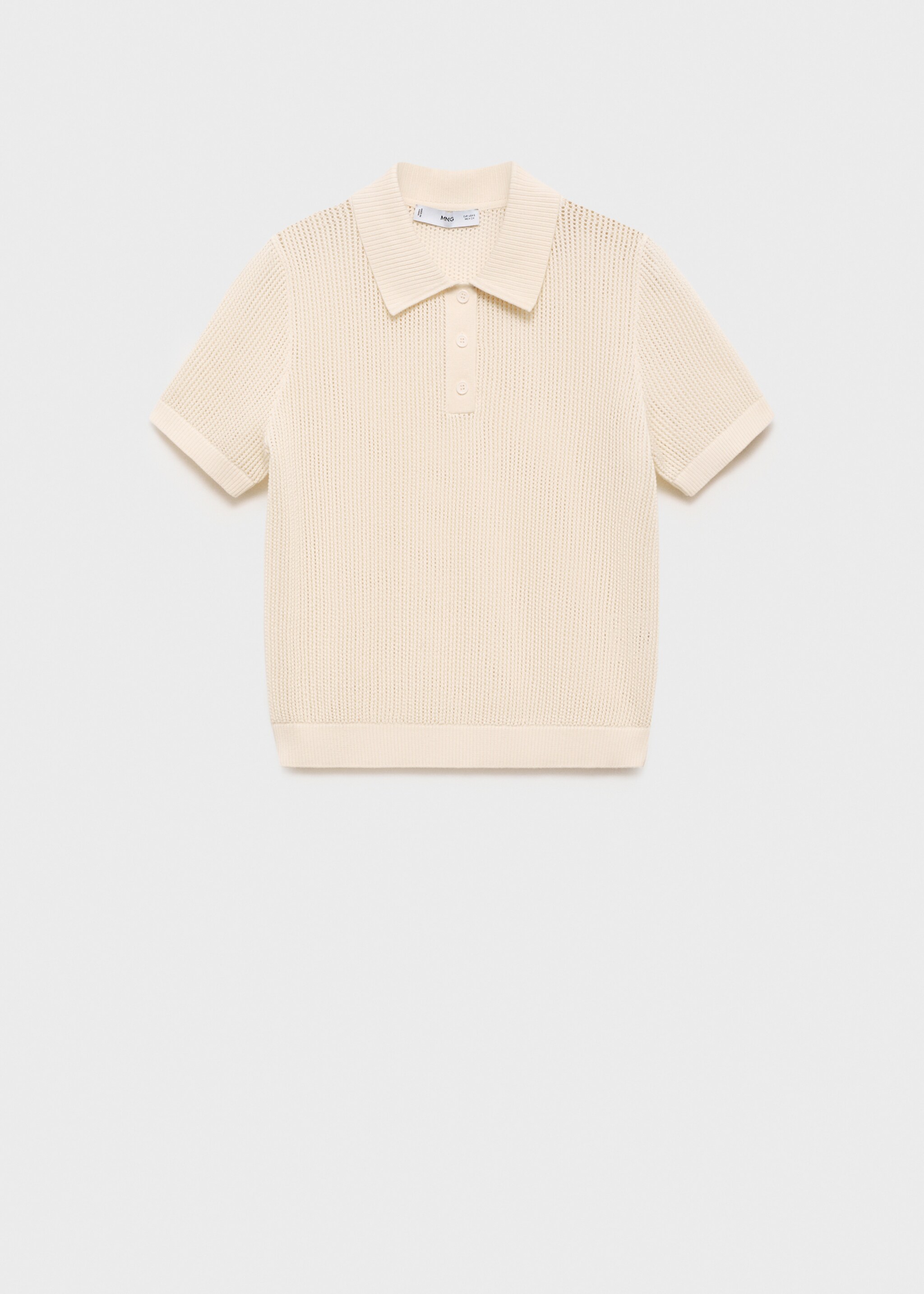 Openwork knitted polo-neck sweater - Article without model, Ecru. Ref: 87095745-00.