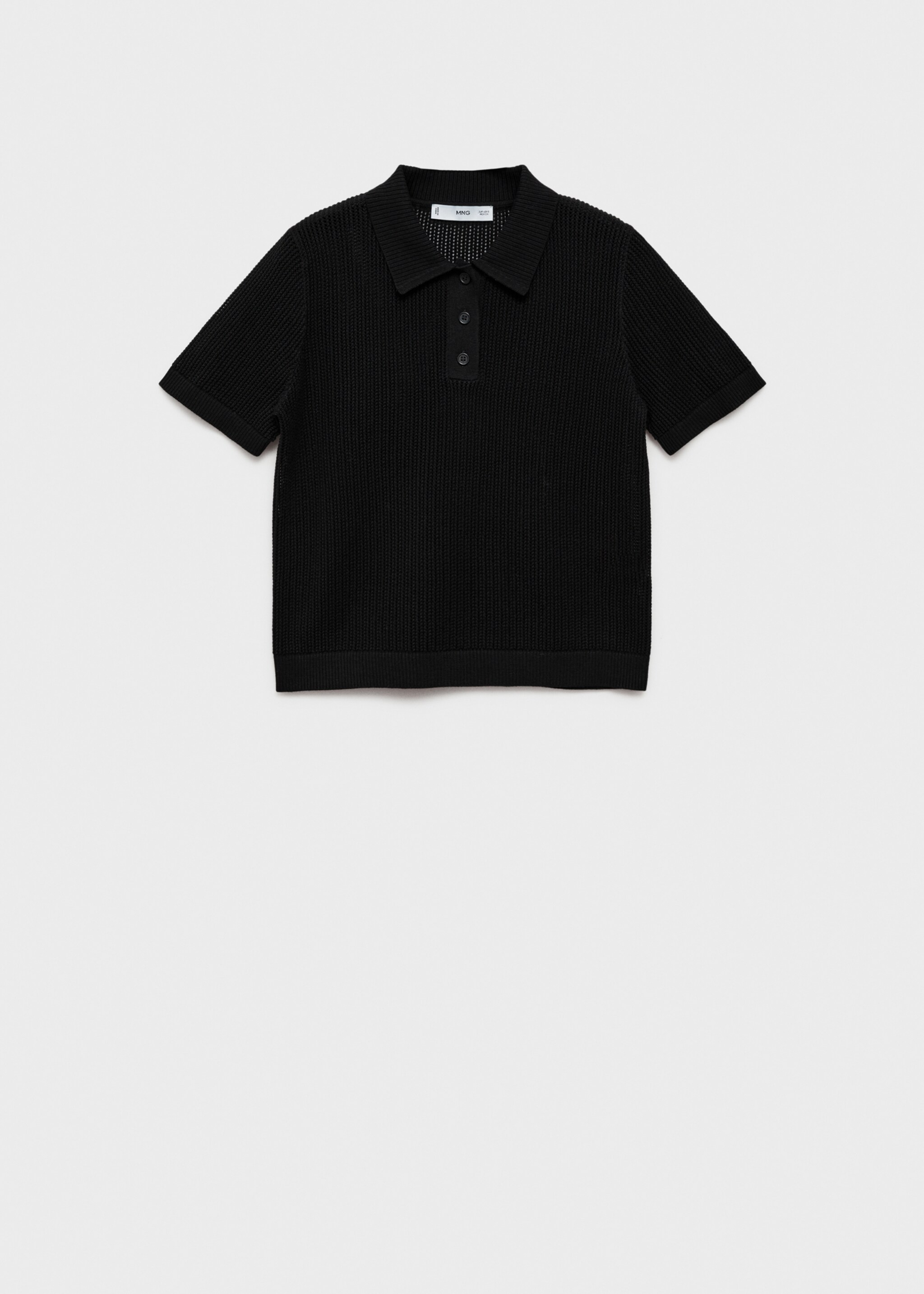 Gebreide ajour trui met polokraag - Artikel zonder model, Zwart. Ref: 87095745-00.