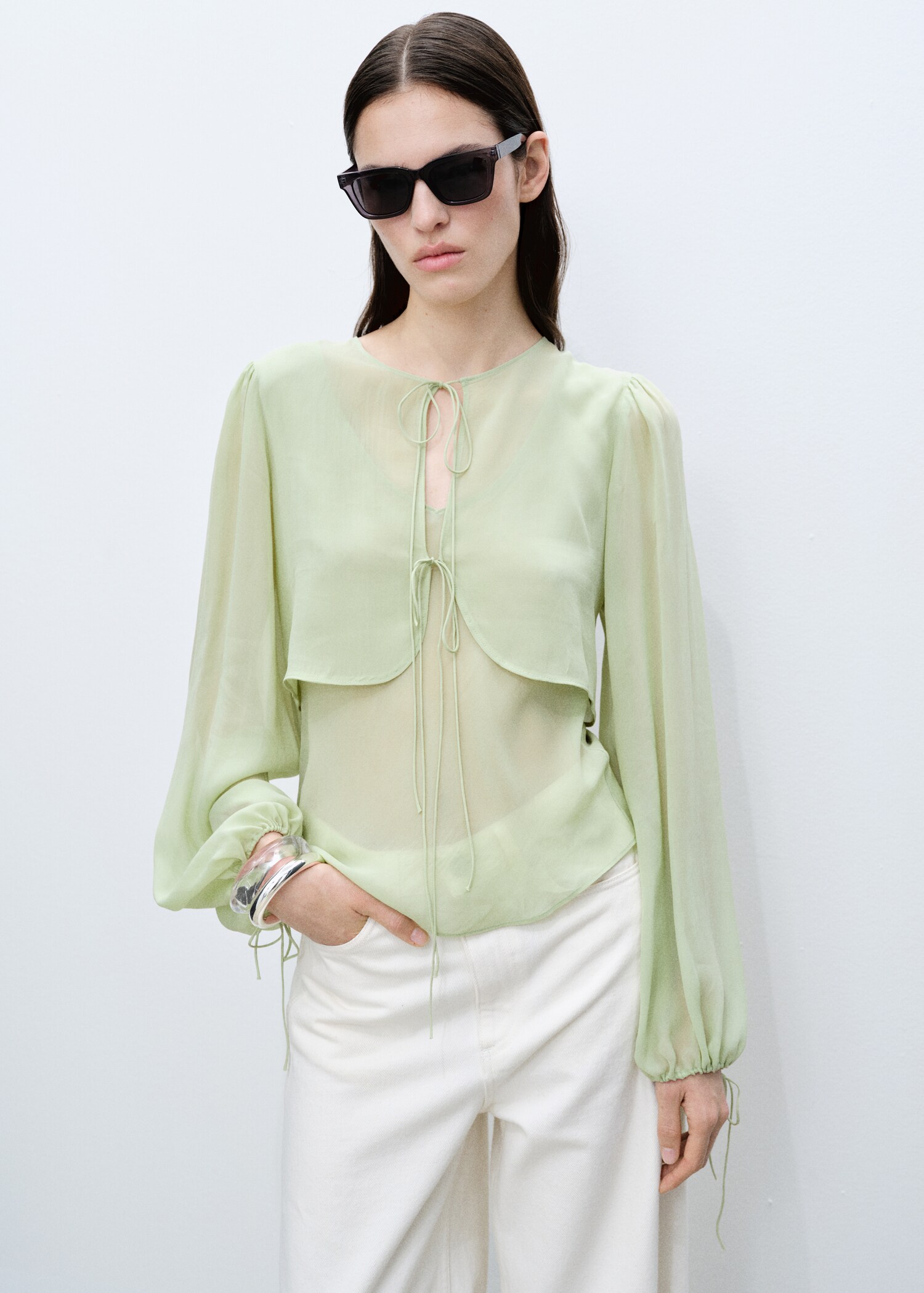 Combined blouse with bow detail - Medium plane