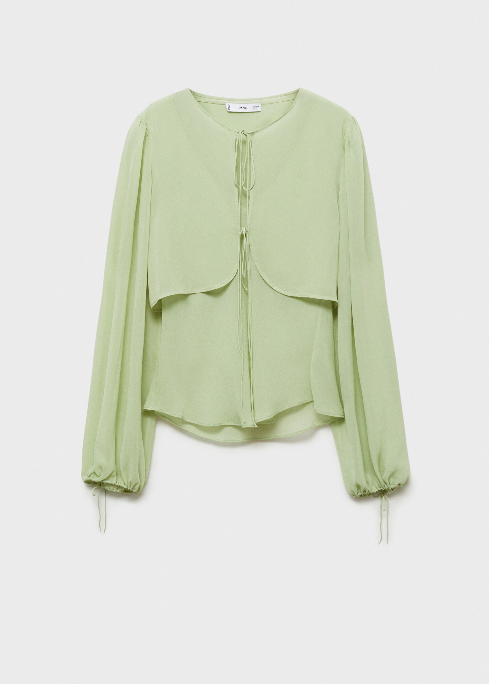 Combined blouse with bow detail - Article without model, Green. Ref: 87095746-00.