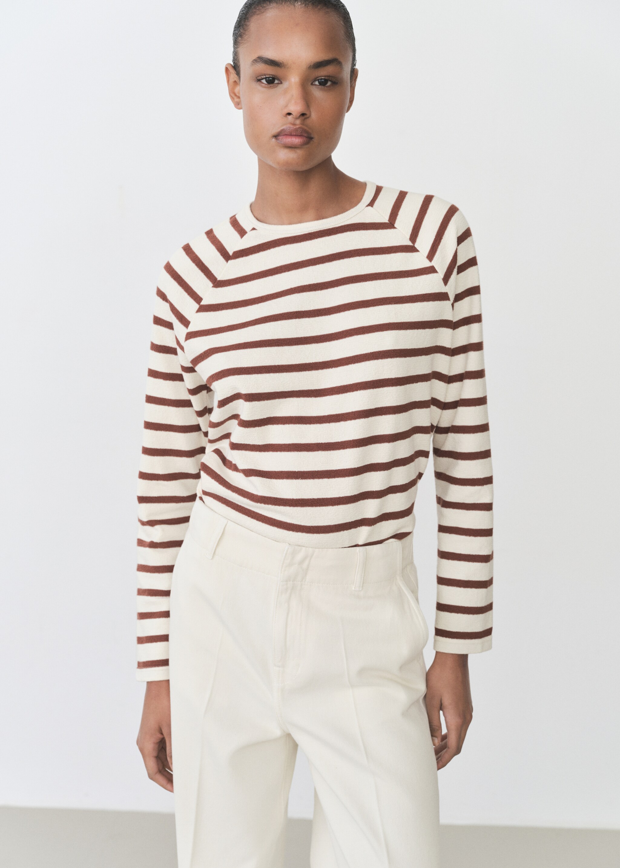 Rundhals-Sweatshirt - Mittlere Ansicht, Bräunliches Orange. Ref: 87095748-00.