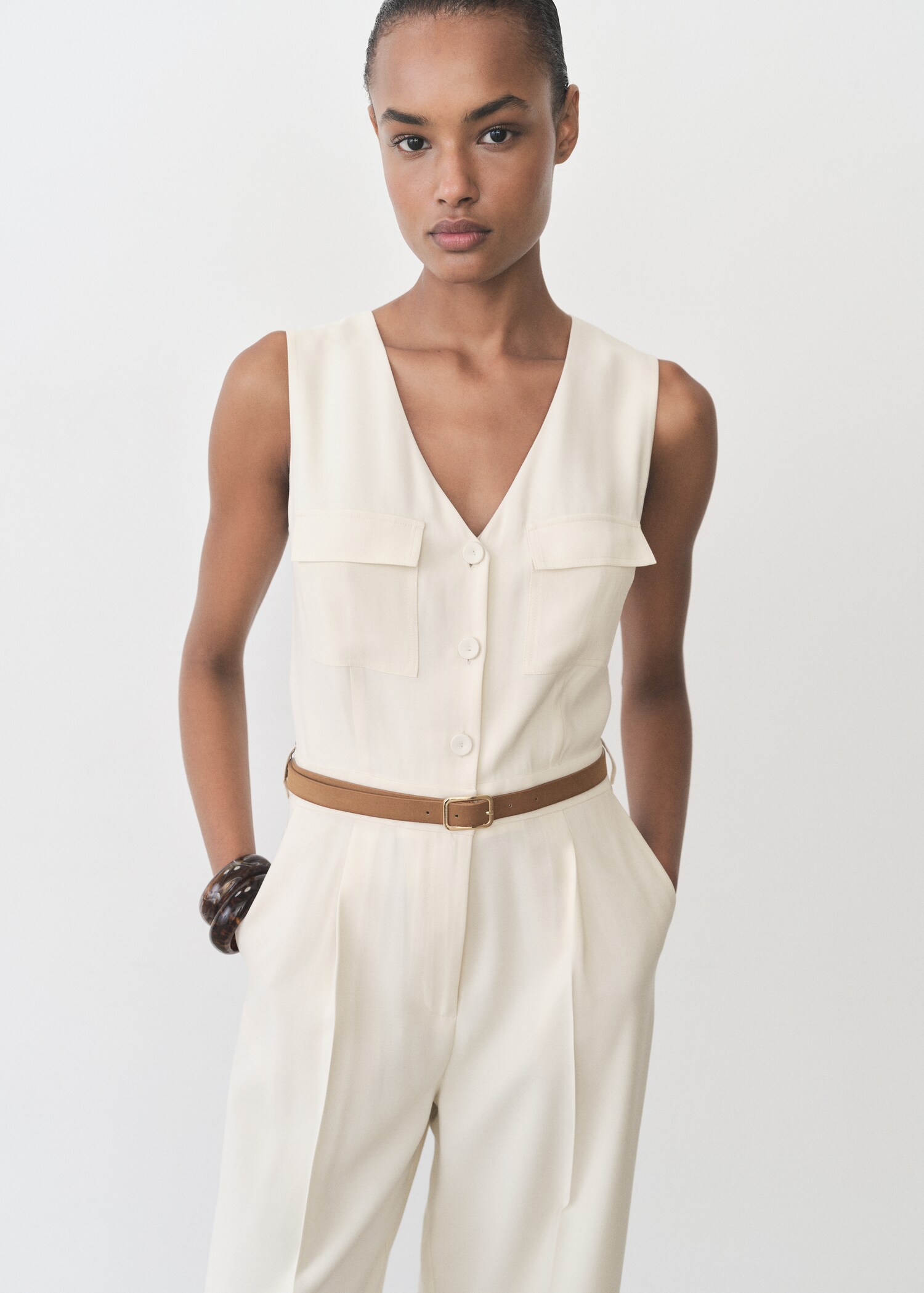Belt long jumpsuit - Medium plane