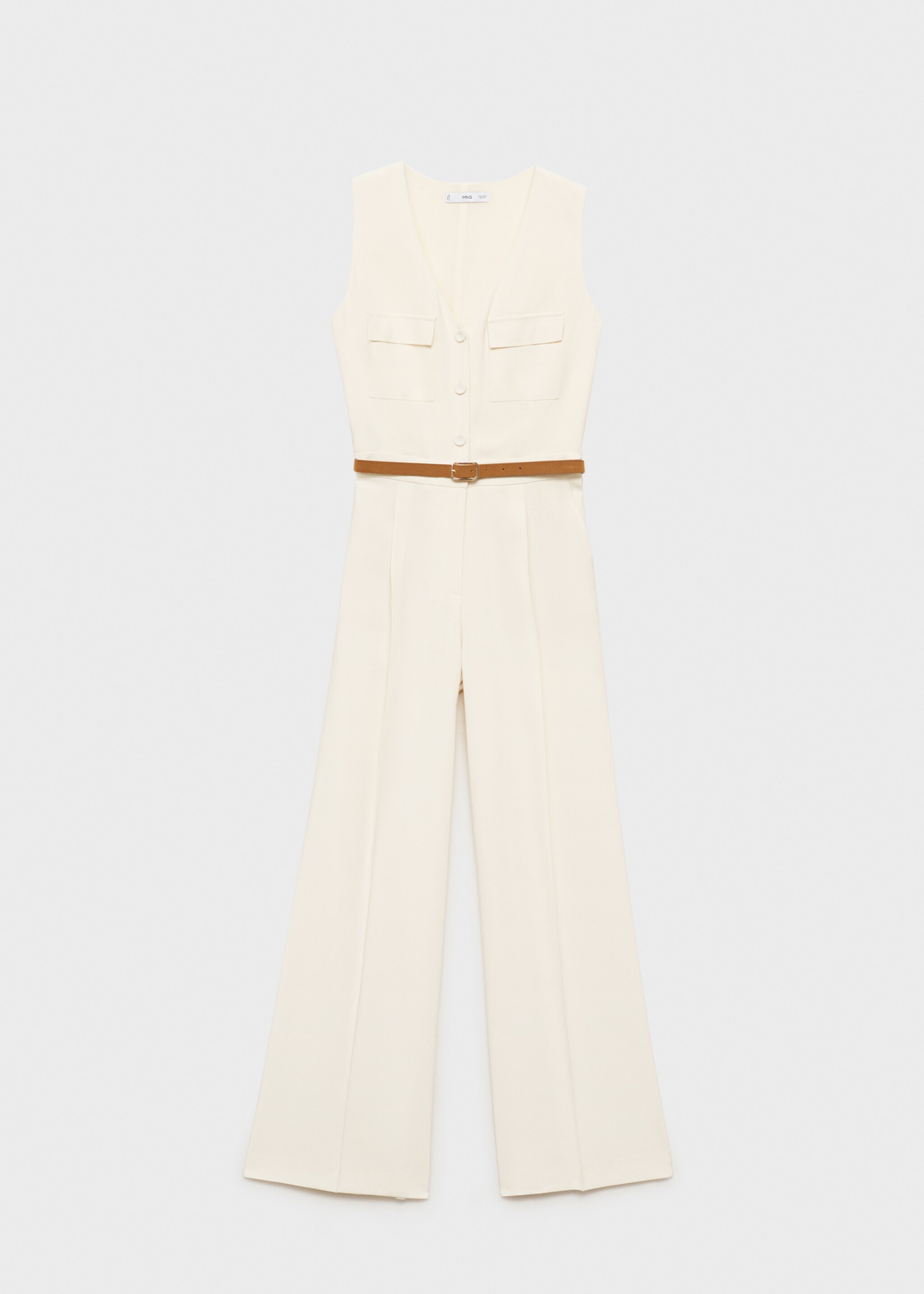 Belt long jumpsuit - Article without model, Ecru. Ref: 87095749-00.
