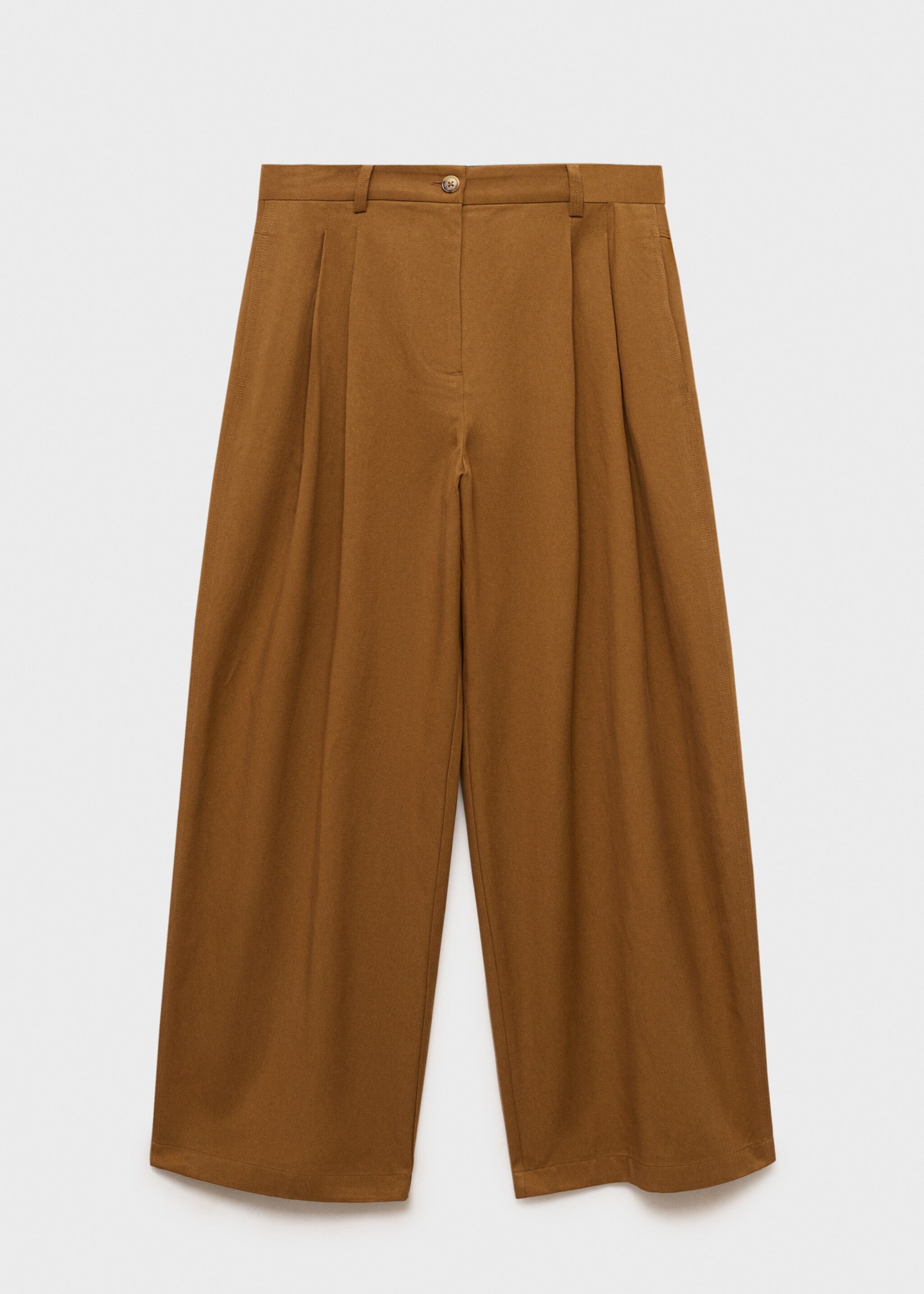 Wide leg trousers in cotton and lyocell blend - Article without model, Tobacco Brown. Ref: 87095755-00.