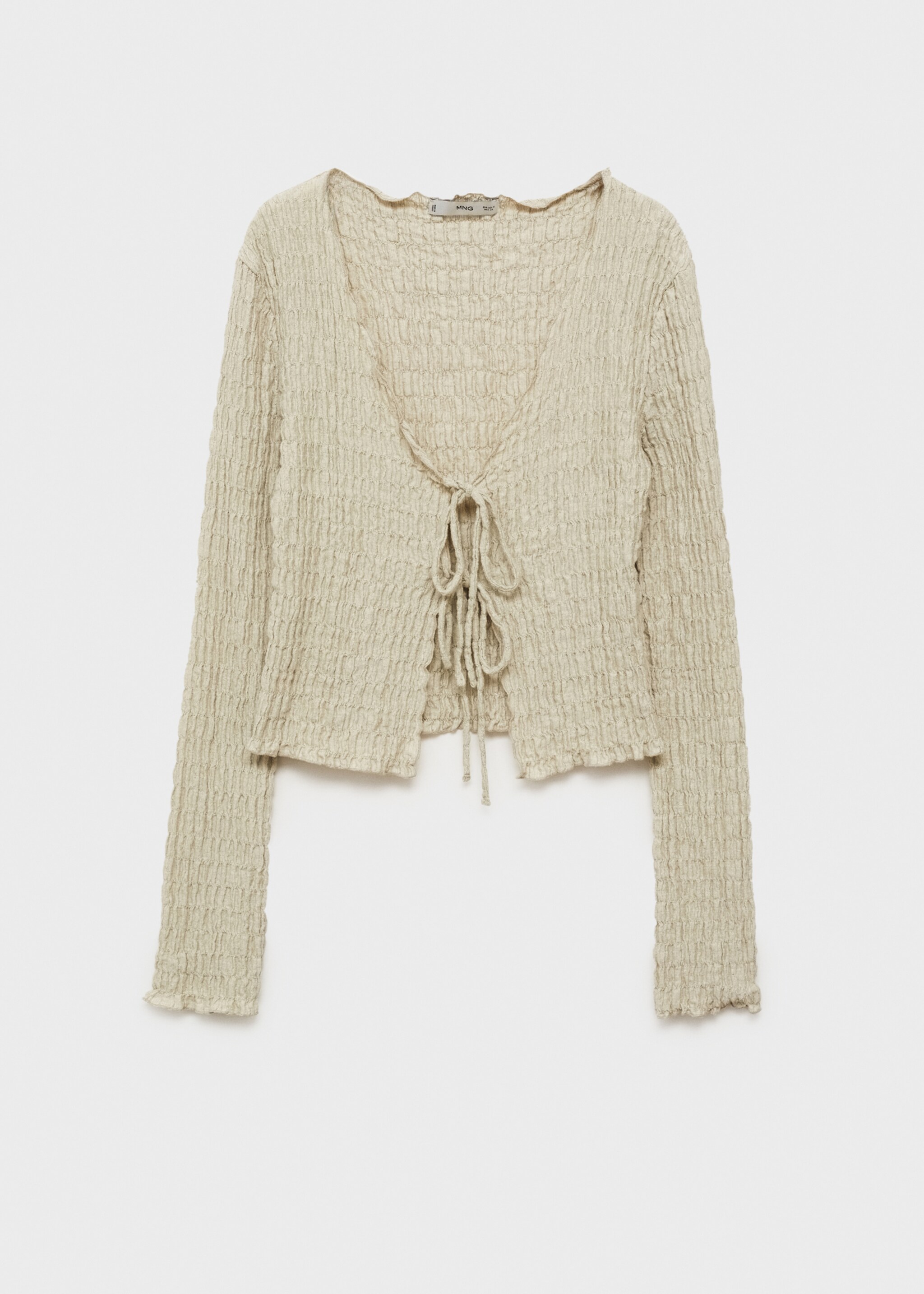 Cotton textured cardigan with bows - Article without model, Light/Pastel Grey. Ref: 87095764-00.