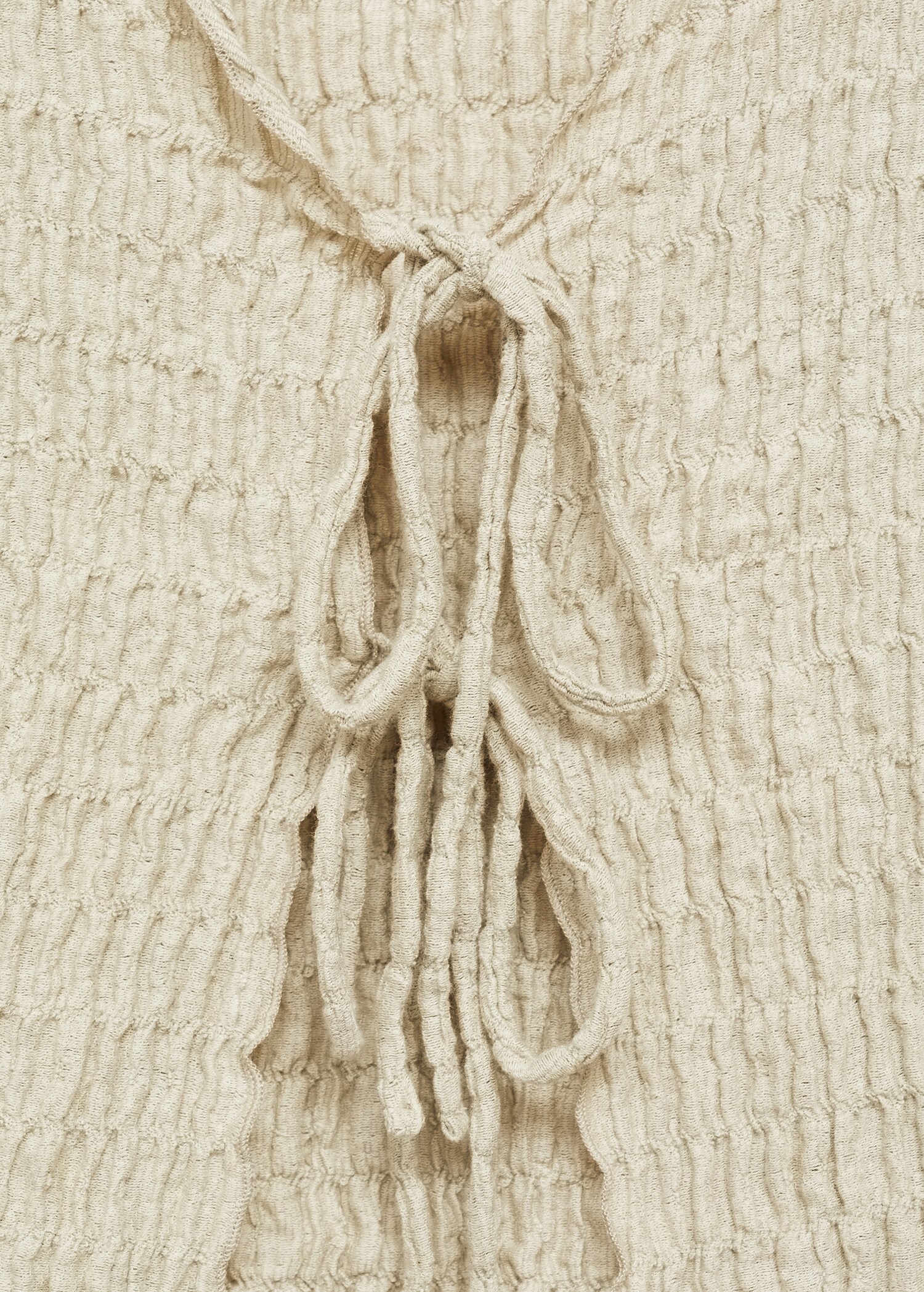 Cotton textured cardigan with bows - Details of the article 0