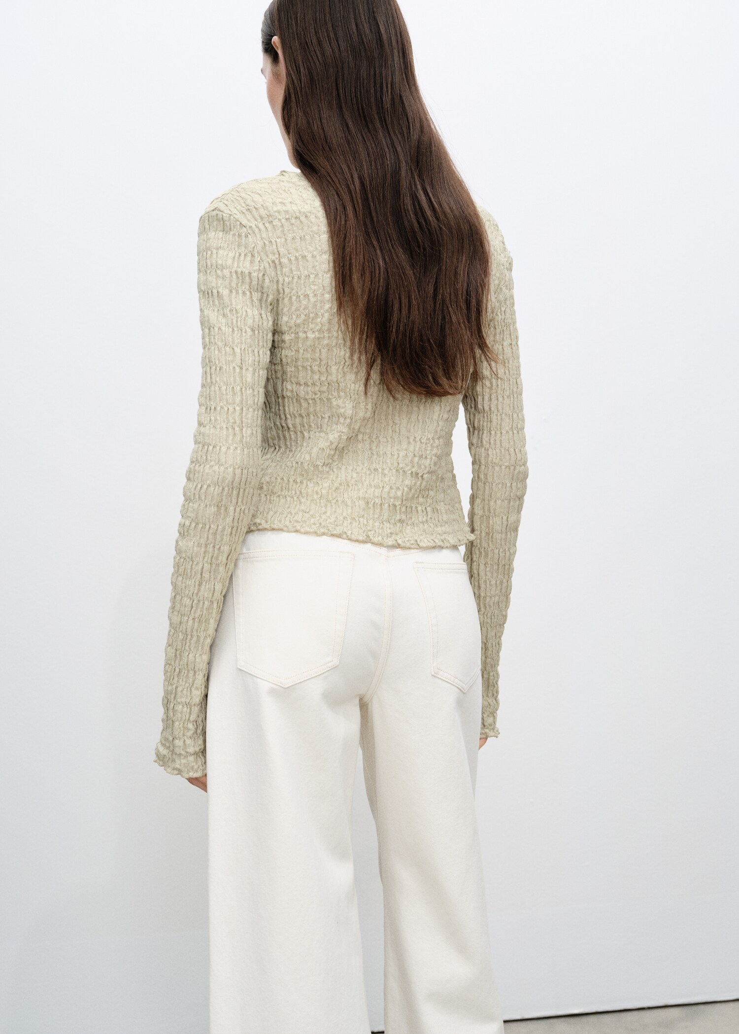 Cotton textured cardigan with bows - Reverse of the article