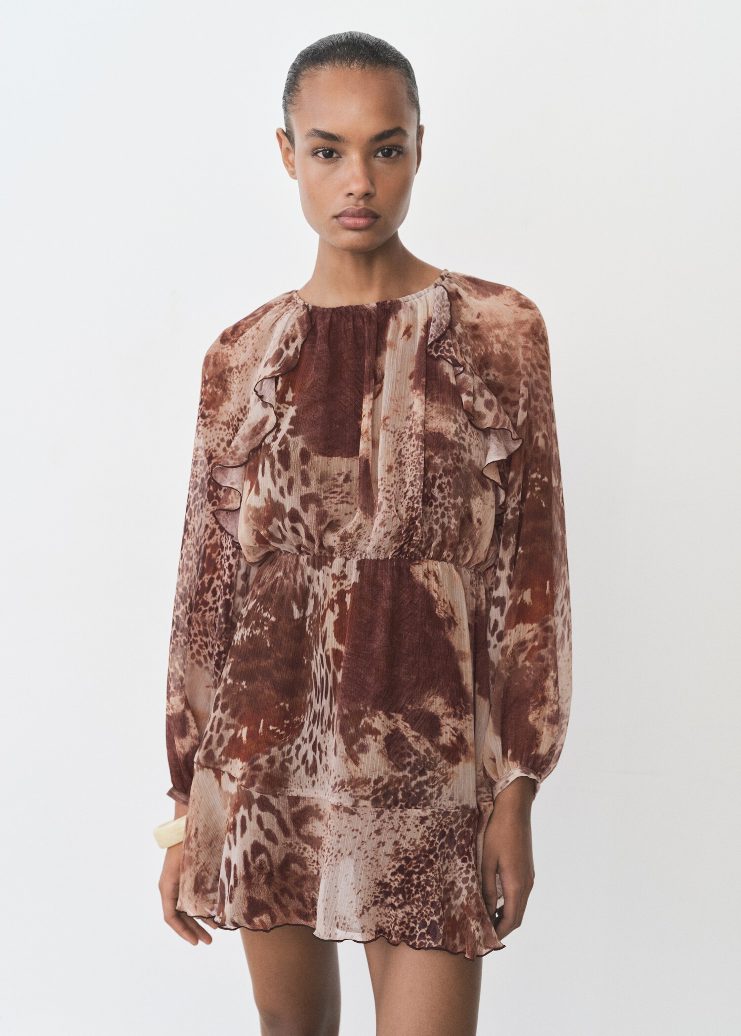 Vestido corto estampado volantes - Medium plane