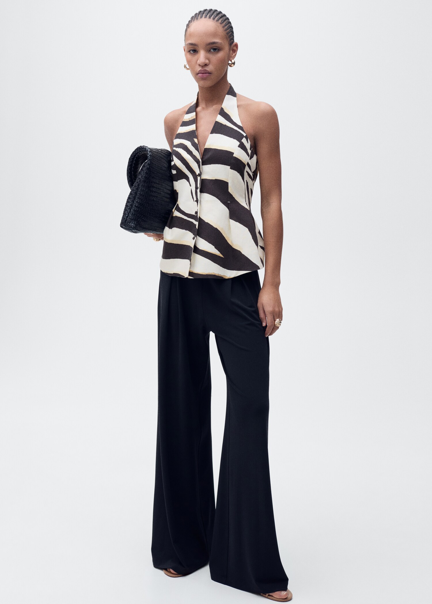 Linen zebra-print halter vest - Details of the article 2