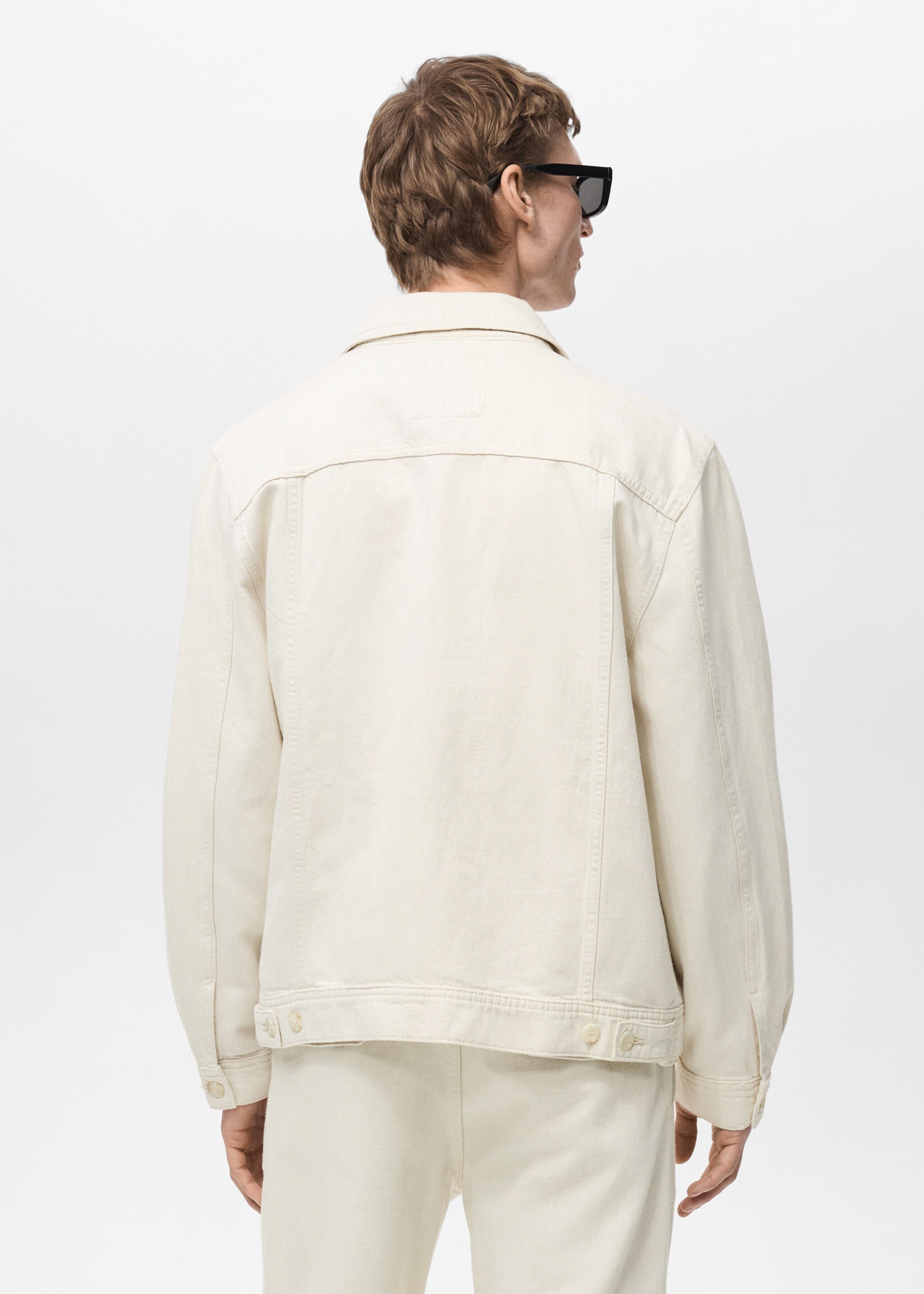 Linen-blend jacket with pockets - Reverse of the article, Ecru. Ref: 87095917-00.