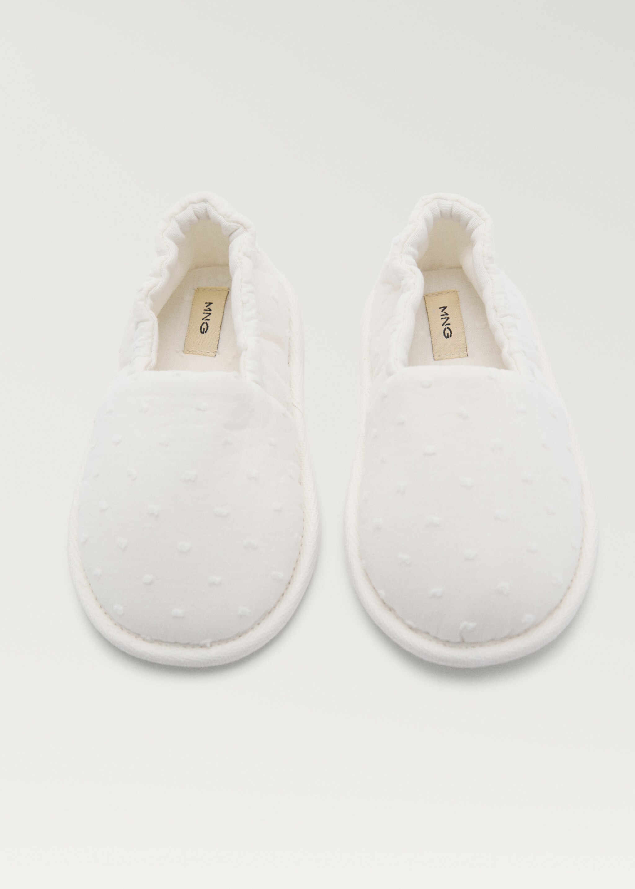 Poplin slippers - Details of the article 2, White. Ref: 87095921-00.