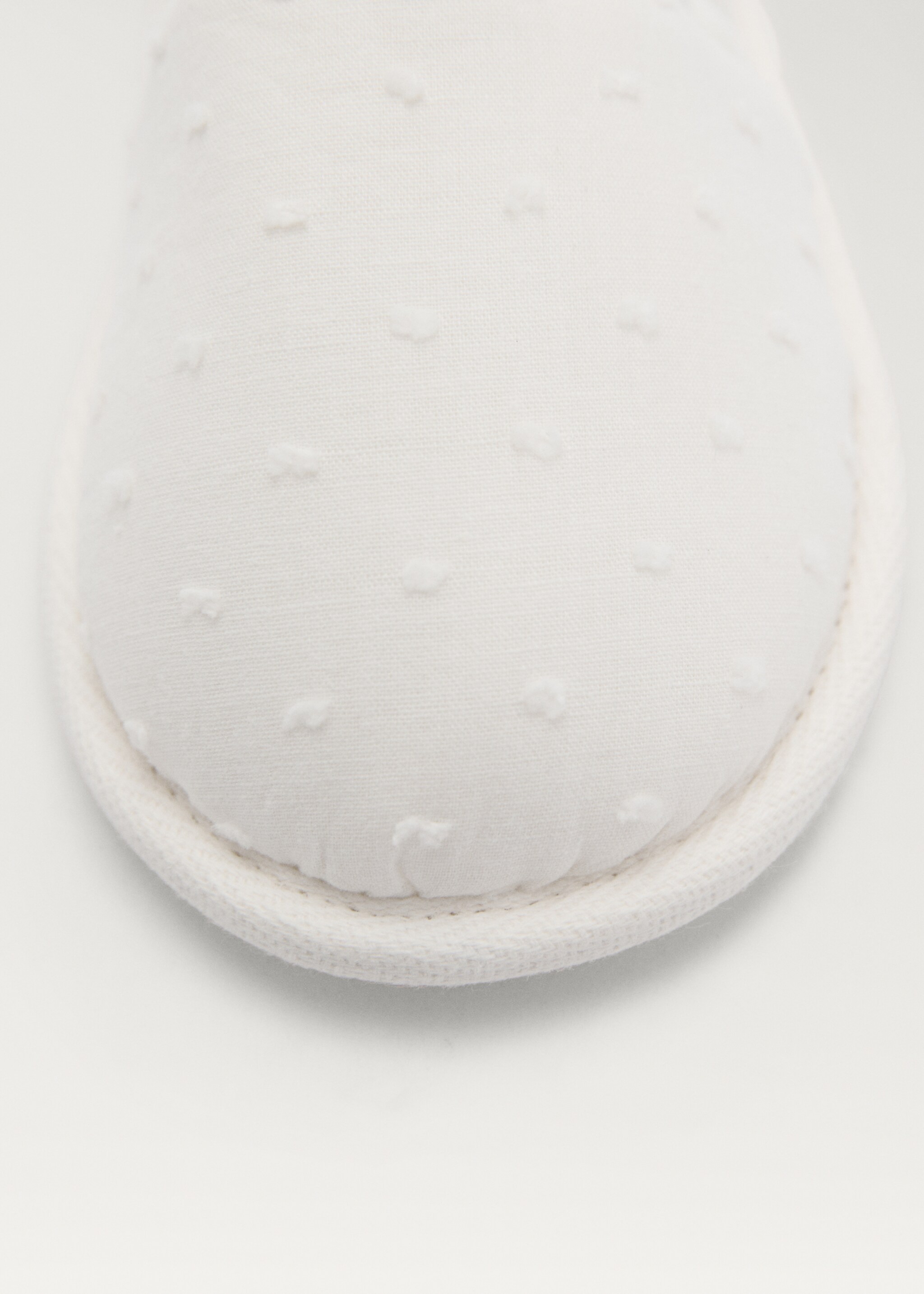 Poplin slippers - Details of the article 3, White. Ref: 87095921-00.