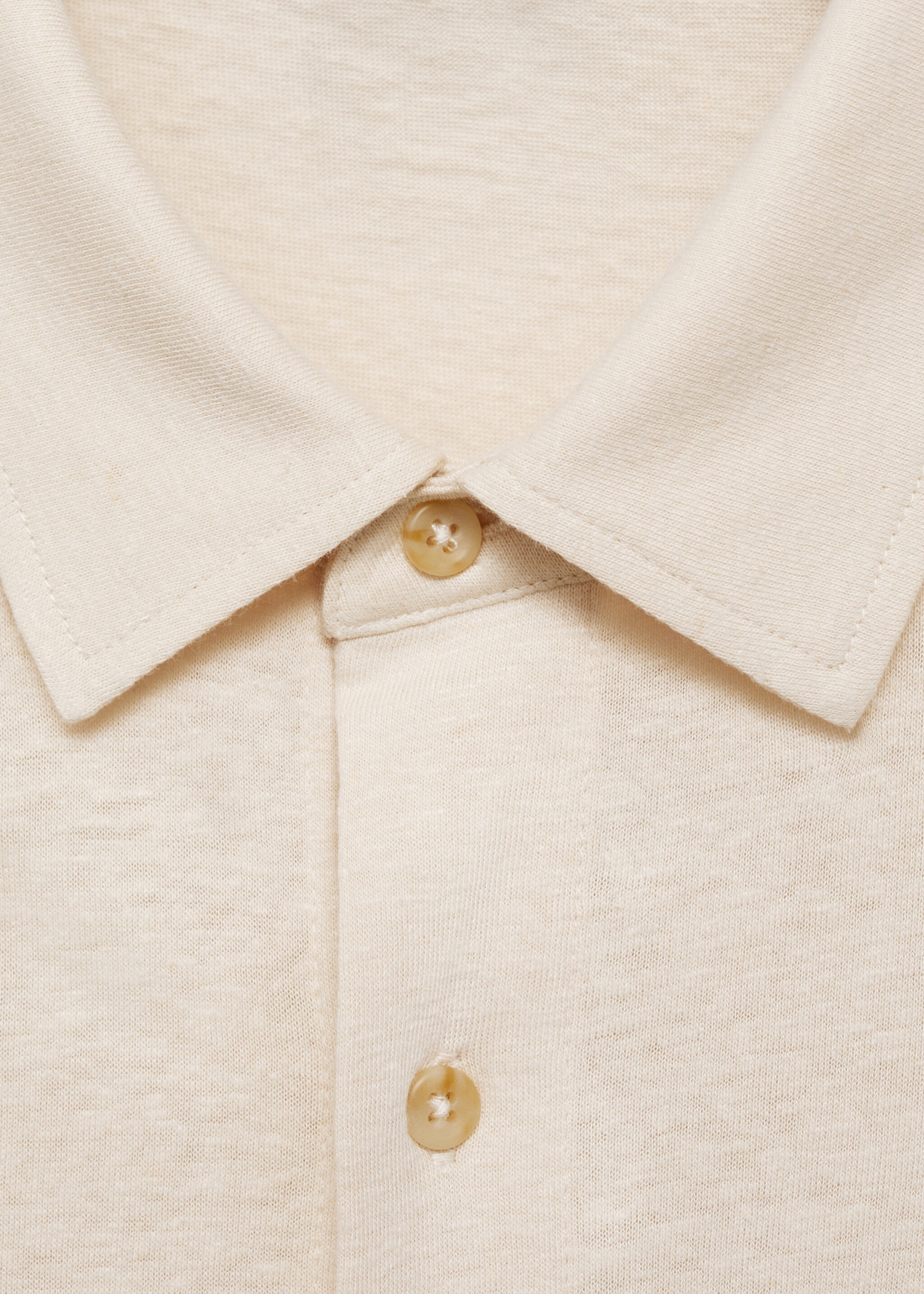 Regular-fit linen shirt - Details of the article 8, Ivory White. Ref: 87095922-00.